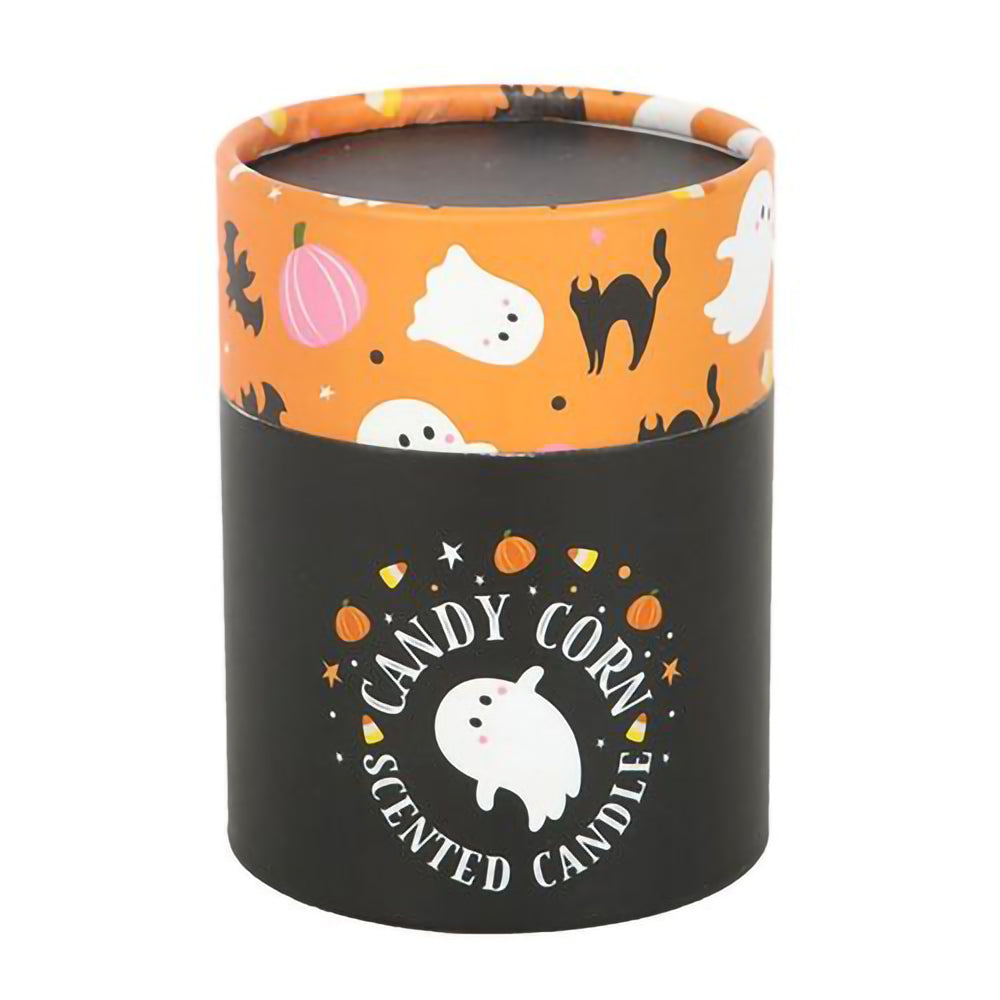 Decorative Halloween candle with ghost motif and sweet scent