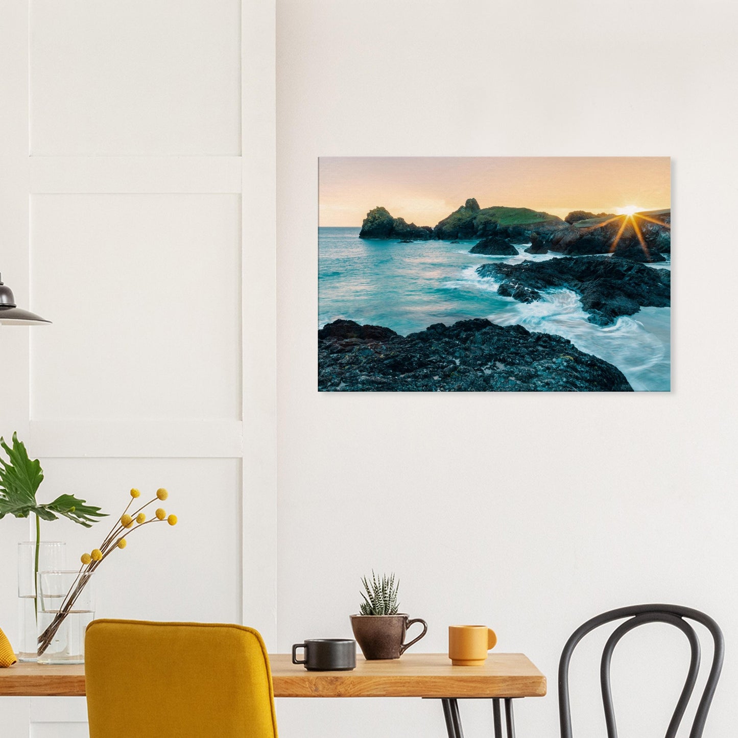 Dreamlike ocean and glowing cliffs captured at Kynance Cove during golden hour