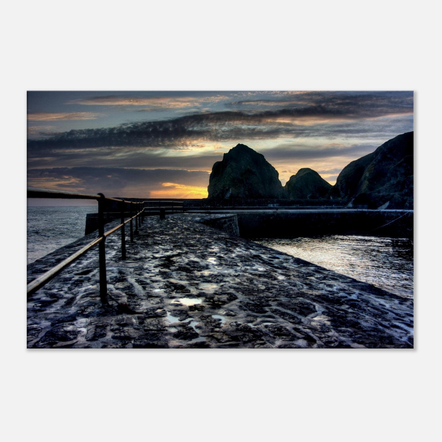 Sea-sprayed slipway at Mullion Cove in Cornwall wall art