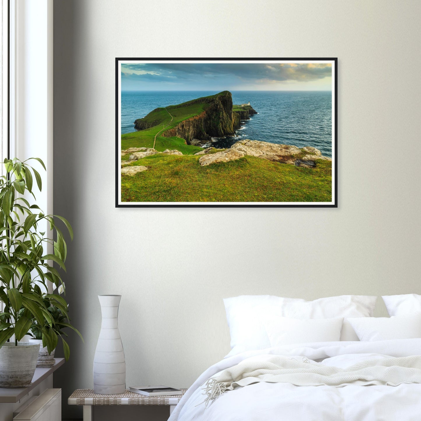 Scottish coastal framed wall art of Neist Point and Atlantic horizon