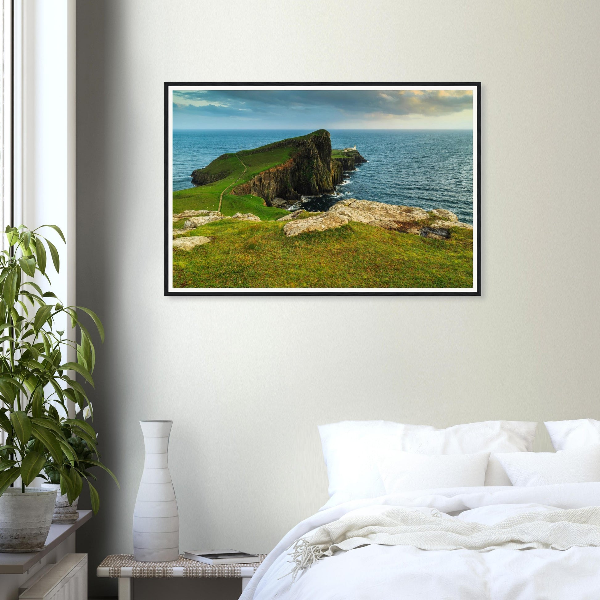 Scottish coastal framed wall art of Neist Point and Atlantic horizon