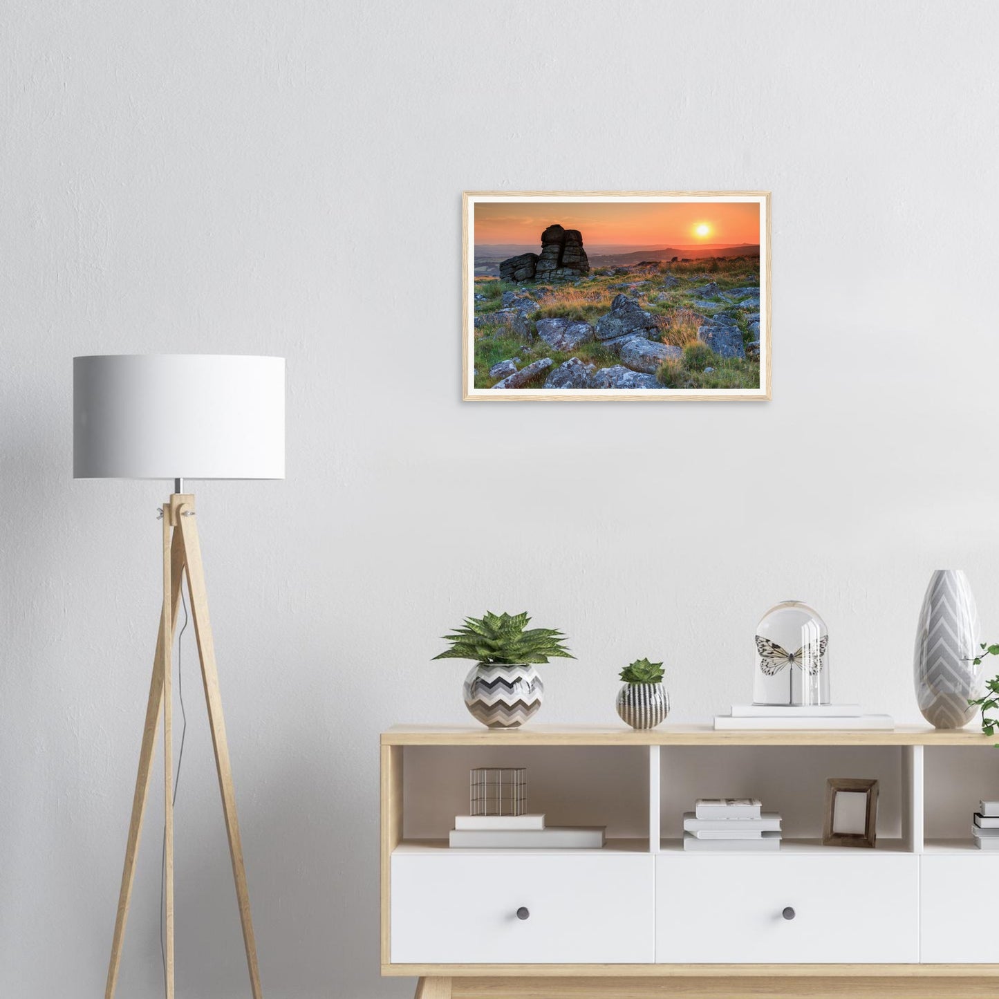 Atmospheric framed print of Dartmoor National Park sunset