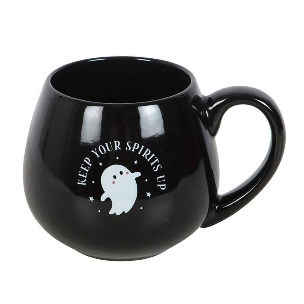 Halloween mug with ghost design and fun printed slogan