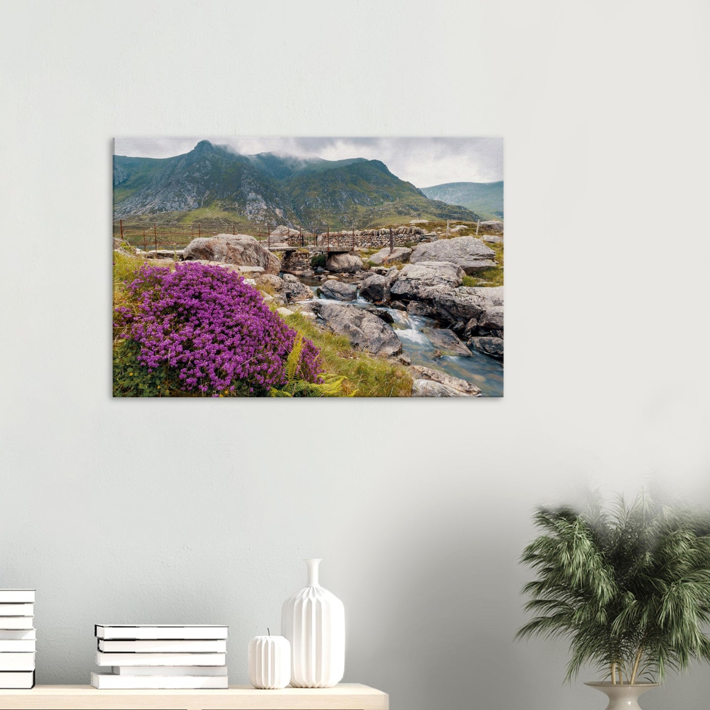 Purple heather landscape in Snowdonia National Park canvas