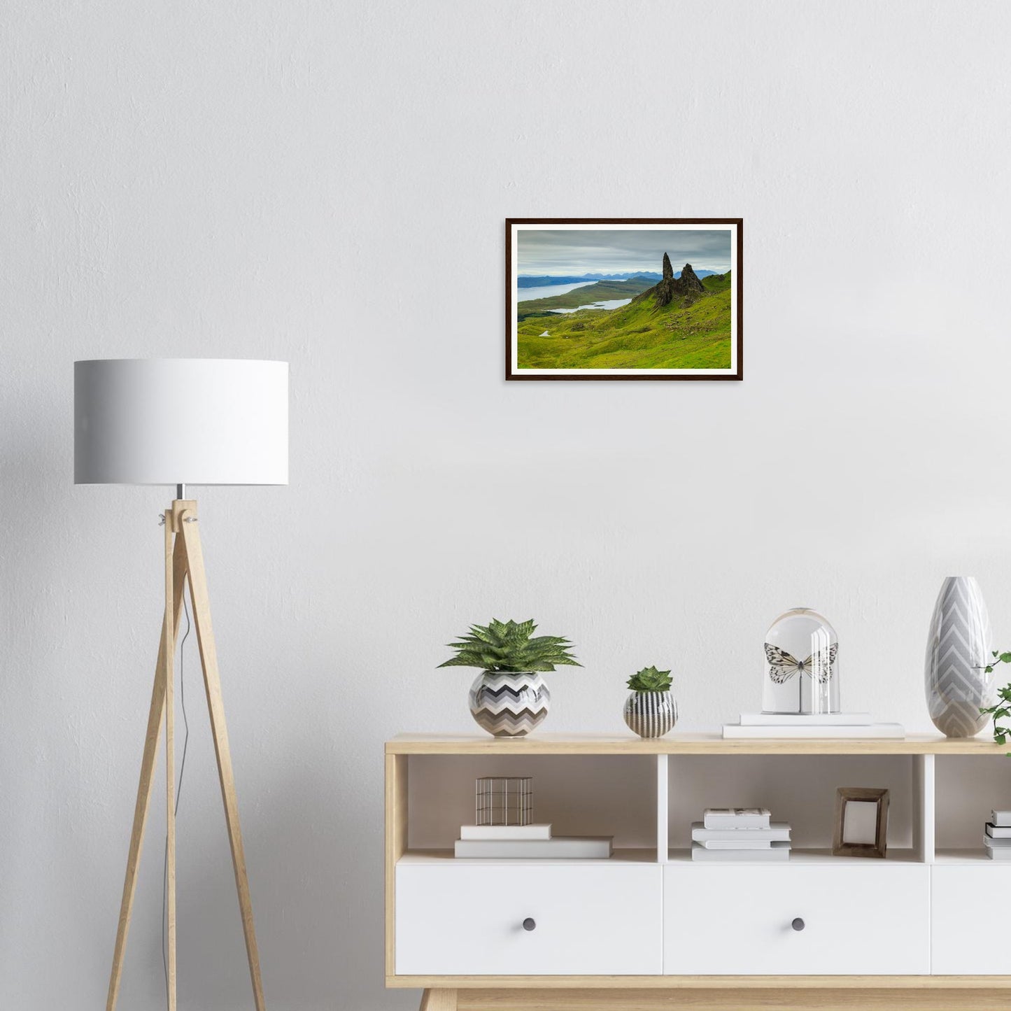 Atmospheric framed print of The Old Man of Storr Highlands scene