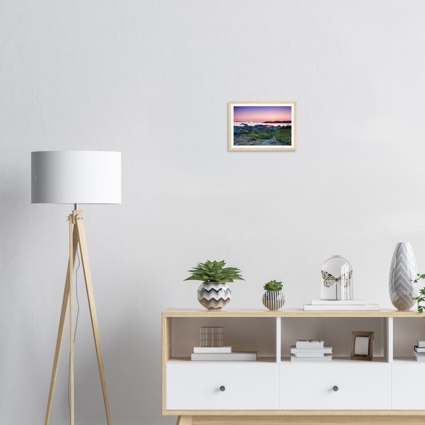 Tranquil Guernsey sunset framed wall art of Lihou Island