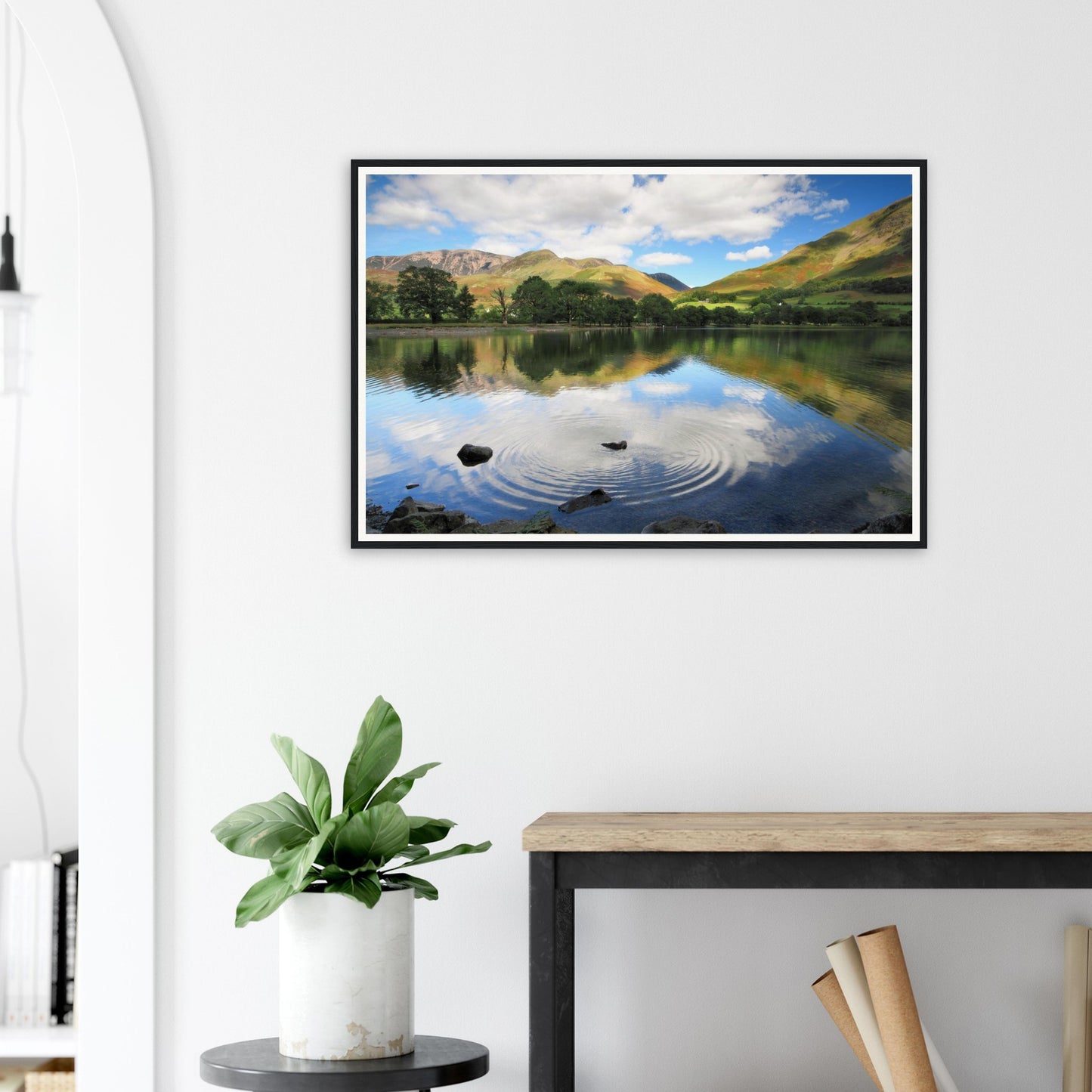 Idyllic Buttermere Lake scene with rippling reflections