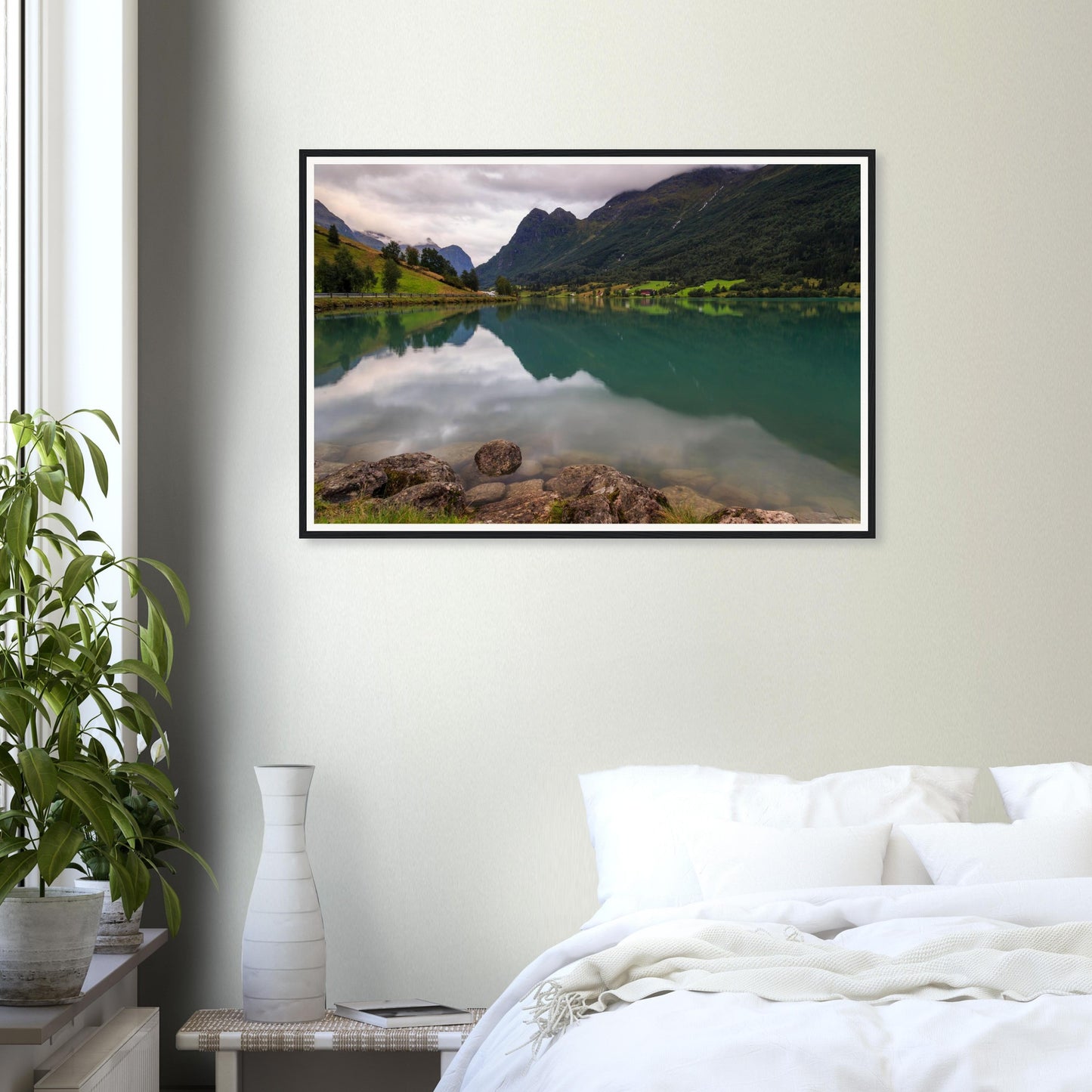 Scenic framed print of Lake Floen wilderness in Norway