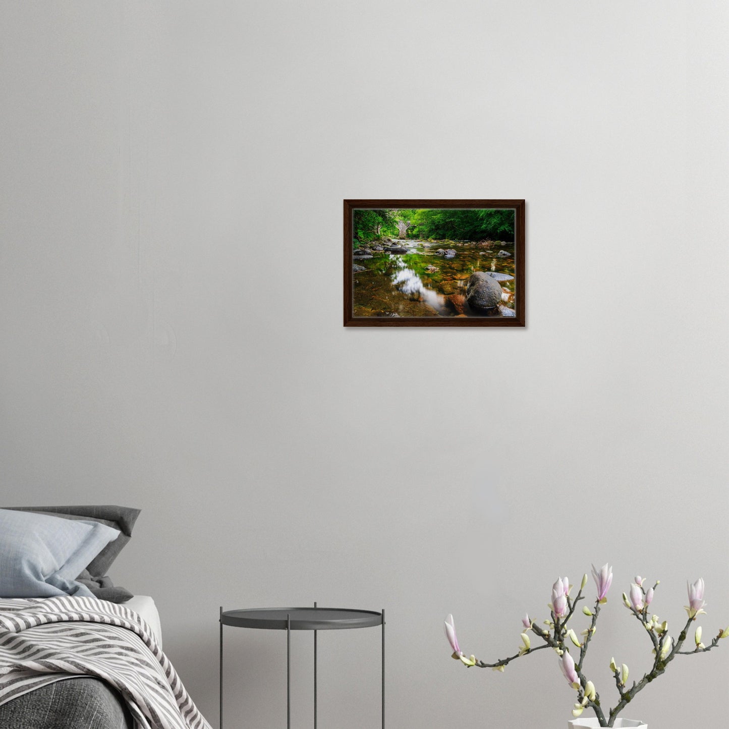 Reflections and ripples in Dartmoor river framed print
