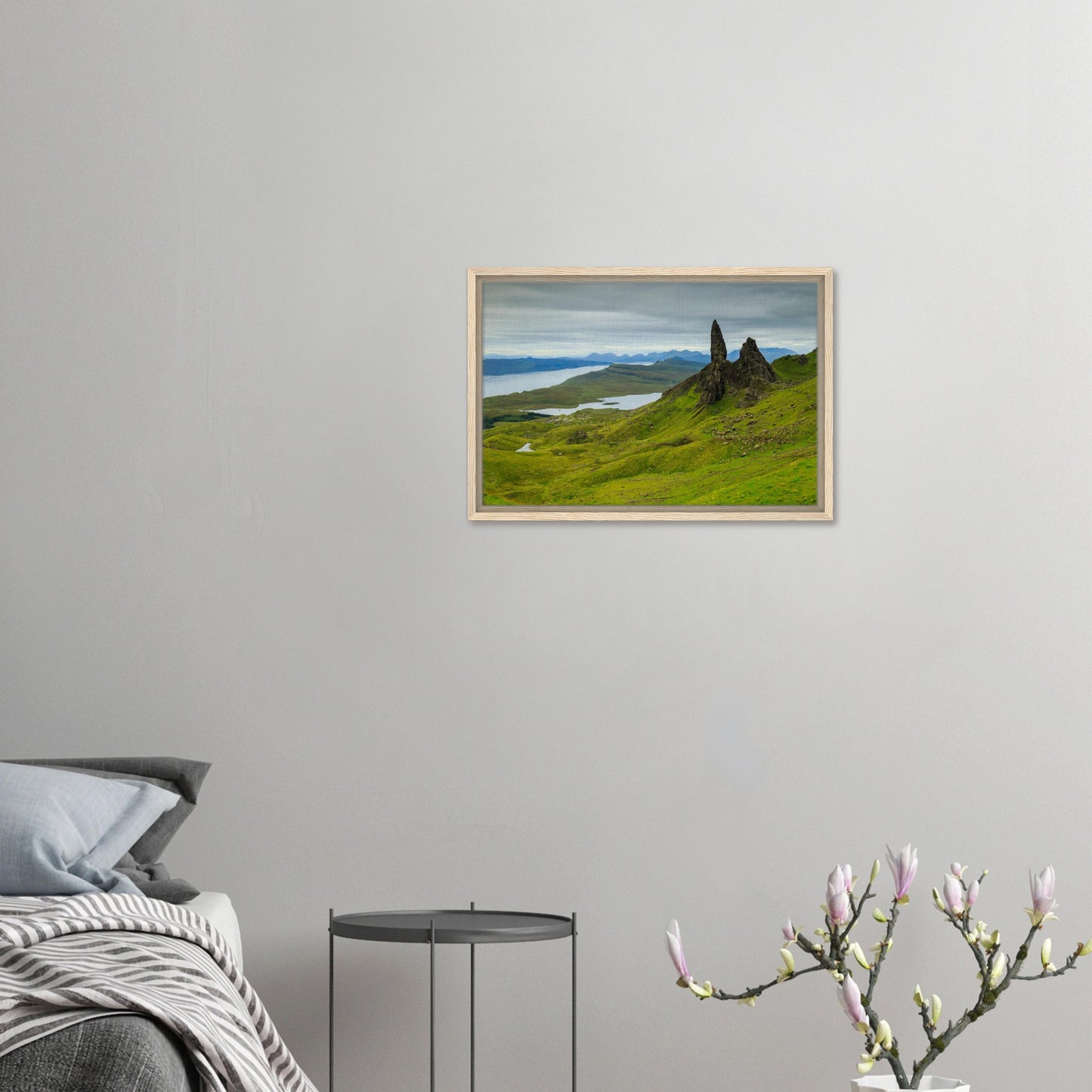 Highland scenery with Old Man of Storr in framed canvas