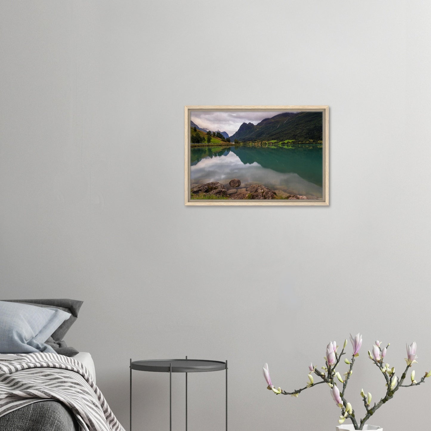 Canvas of Lake Floen showing calm water and sky reflection
