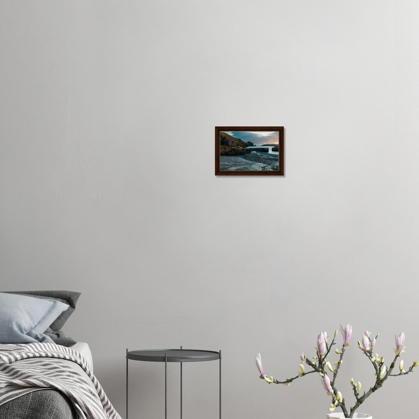 Long exposure print of Mullion Cove harbour