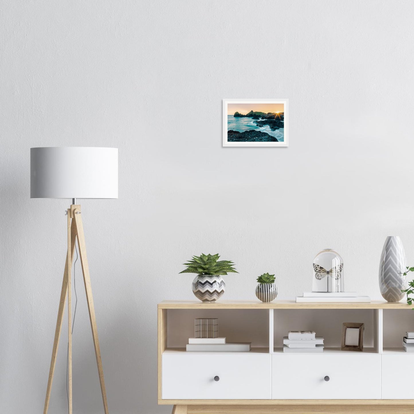 Scenic framed wall art of Kynance Cove at twilight