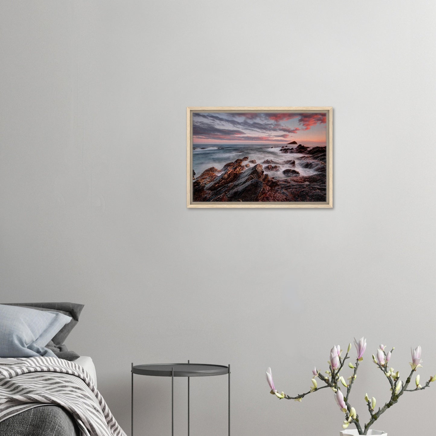 Plymouth seascape framed canvas with view of the Mewstone