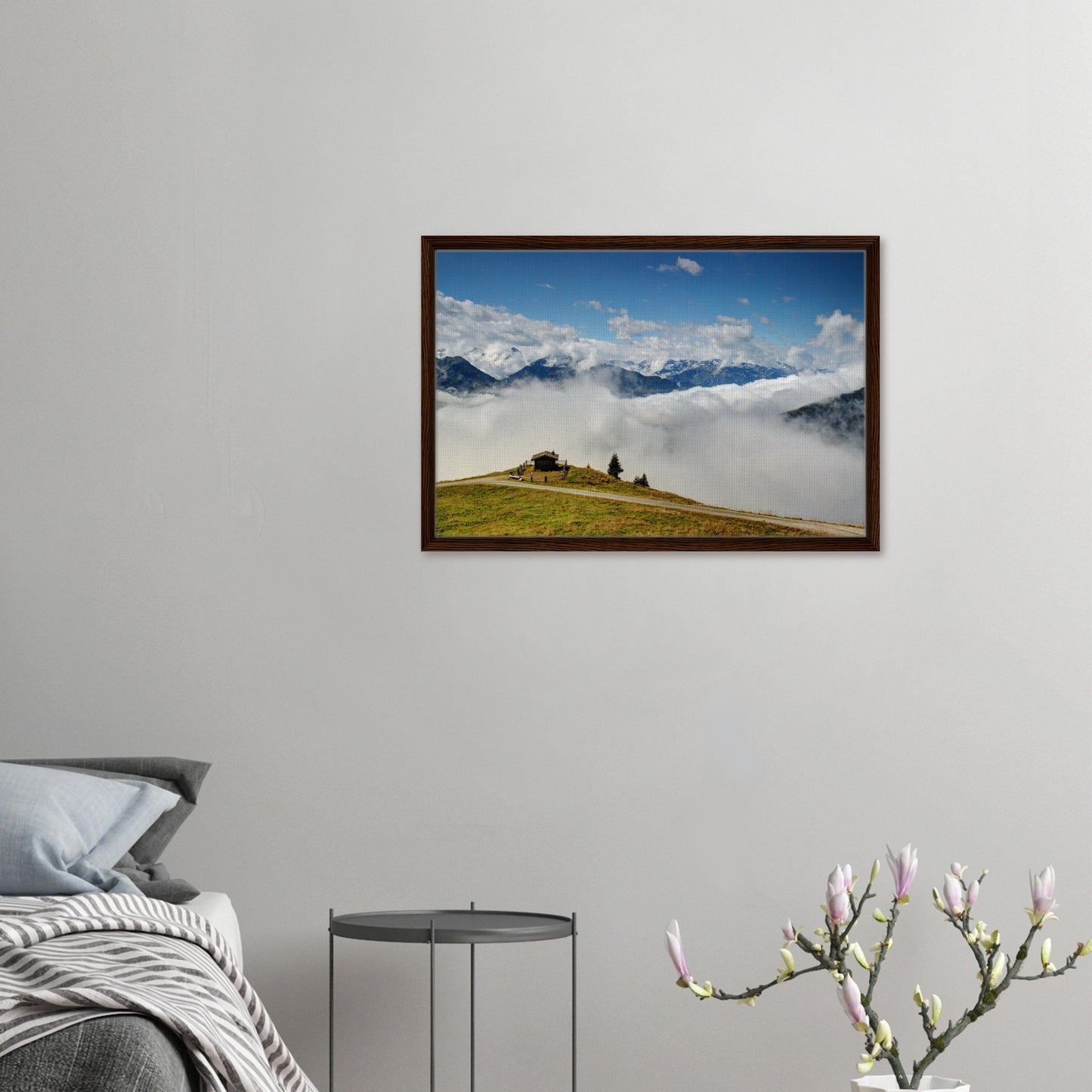 Panoramabahn framed artwork with sweeping alpine views