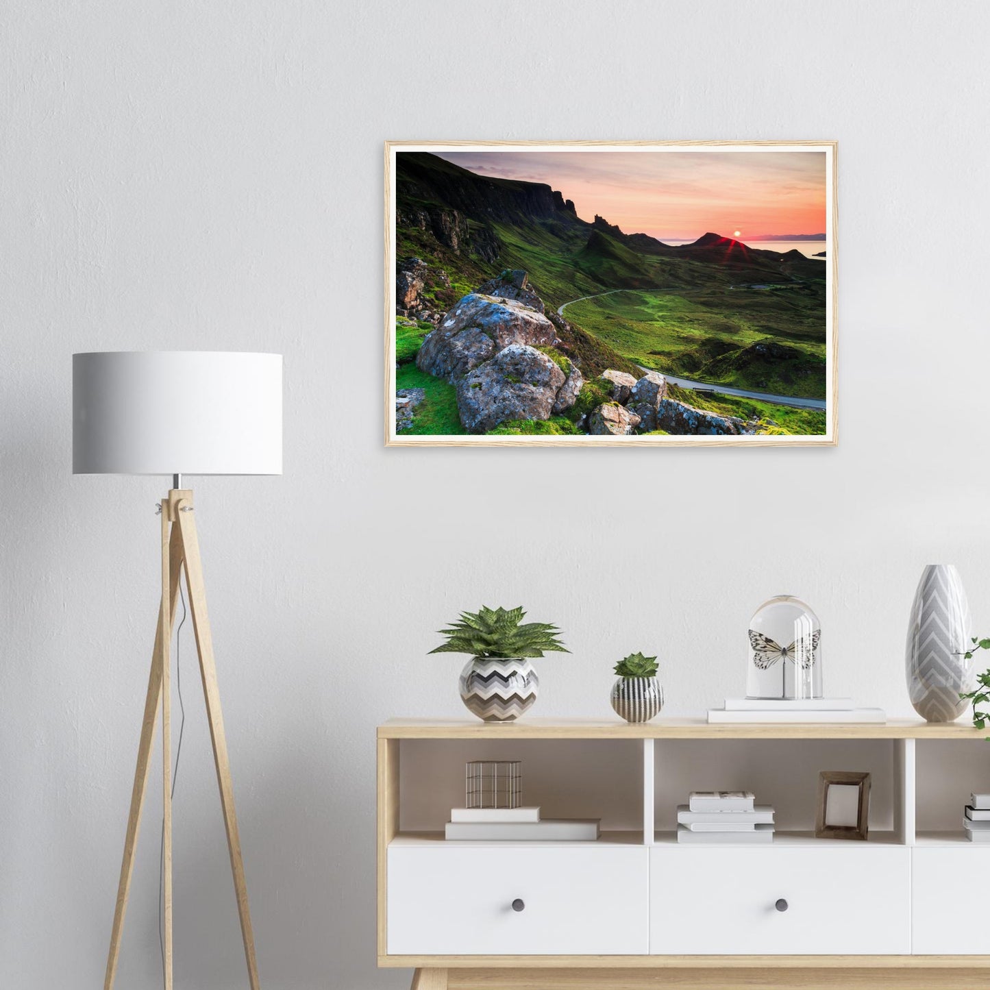 Atmospheric framed art of The Quiraing in evening light