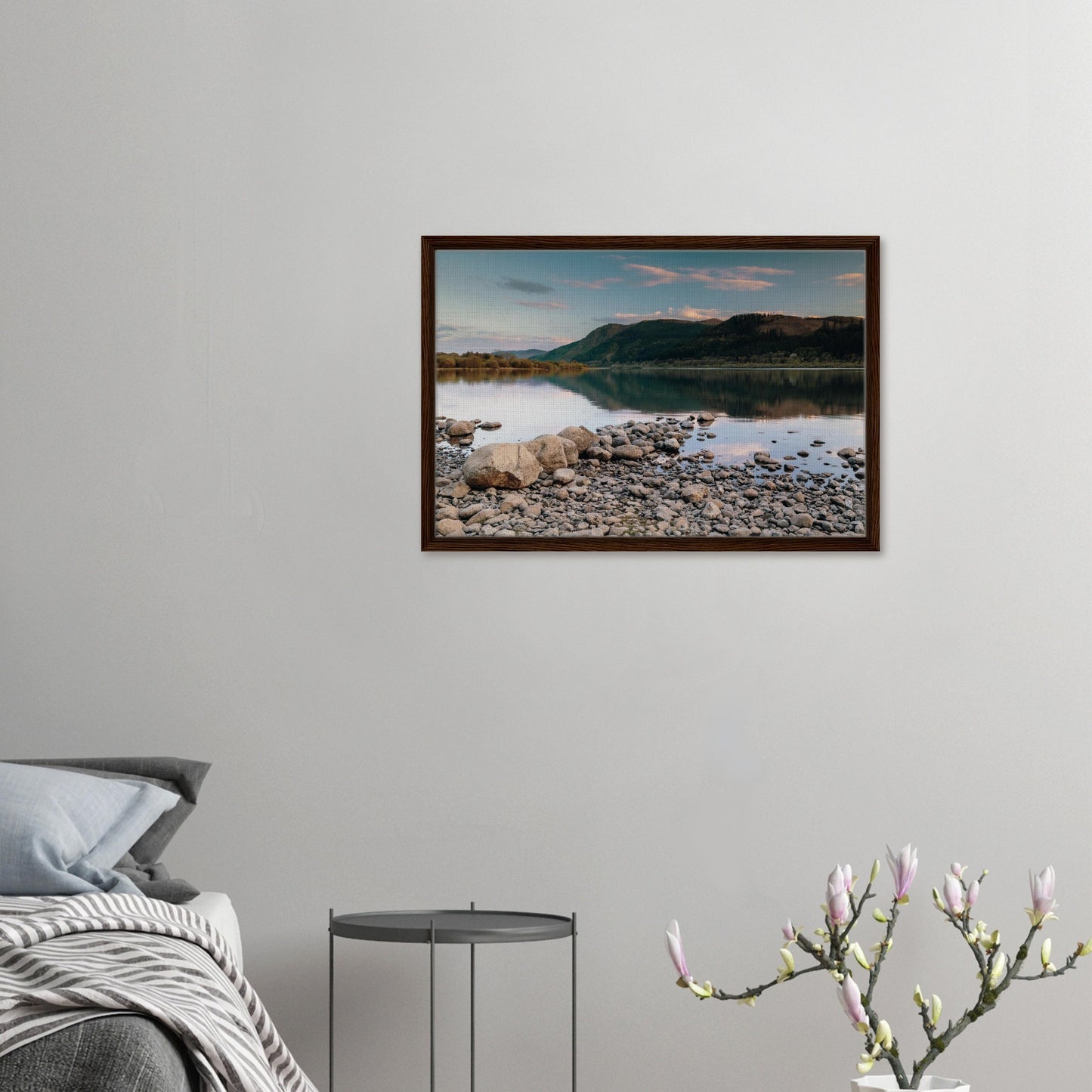 Tranquil evening light over Bassenthwaite Lake framed print
