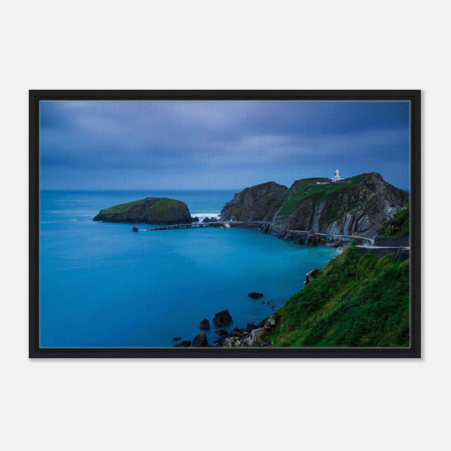 Twilight scene with lighthouse on Lundy Island in canvas print