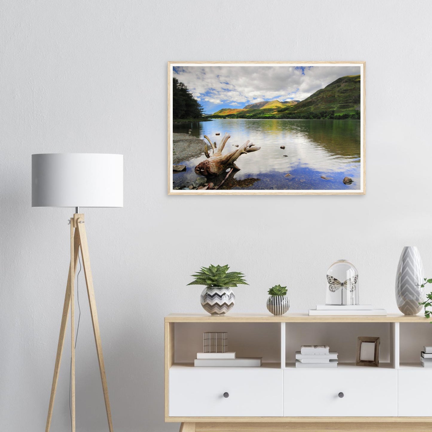 Scenic framed print of Buttermere Lake with cloud reflections