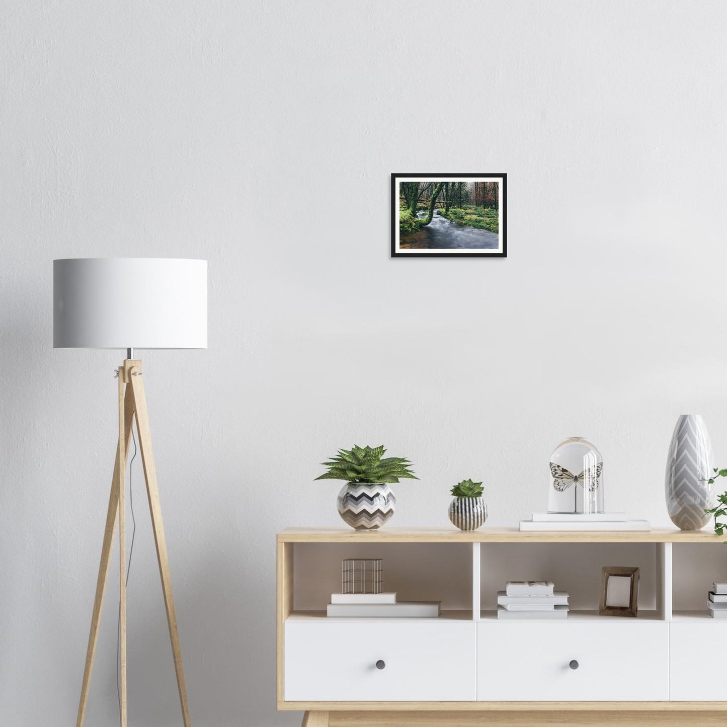 River Meavy framed print with blurred water flow in Dartmoor