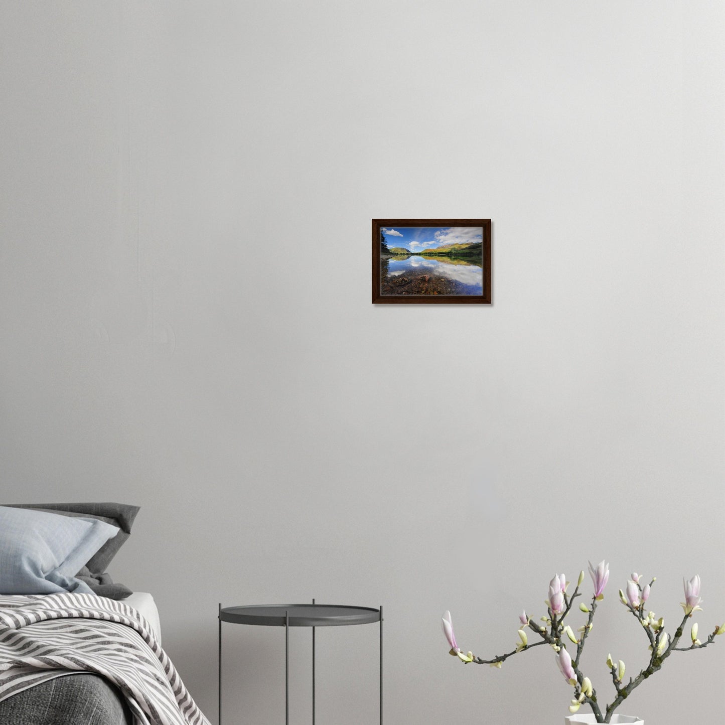 Scenic Buttermere canvas with visible lakebed and still water