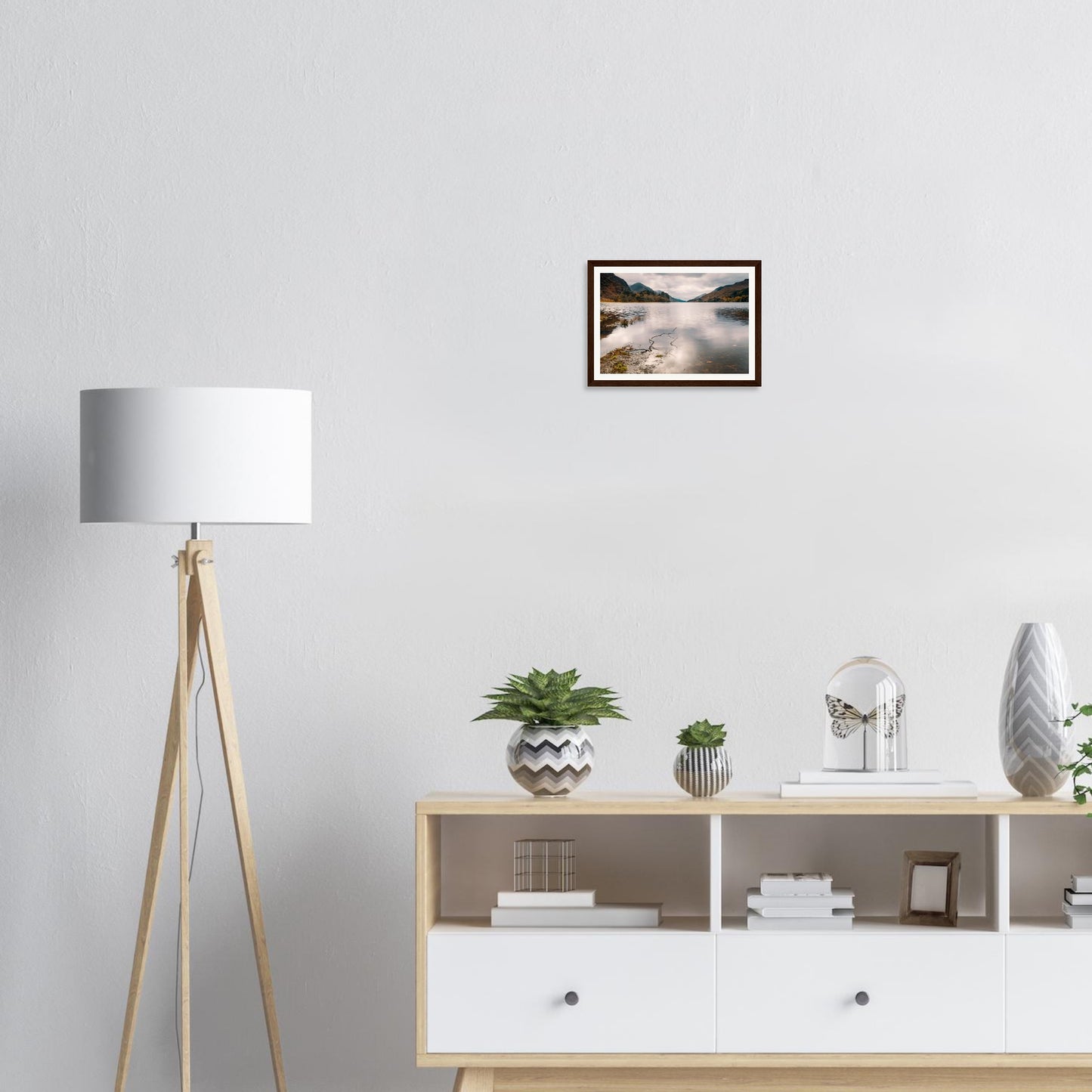 Silent mountain peaks above Loch Shiel framed wall art