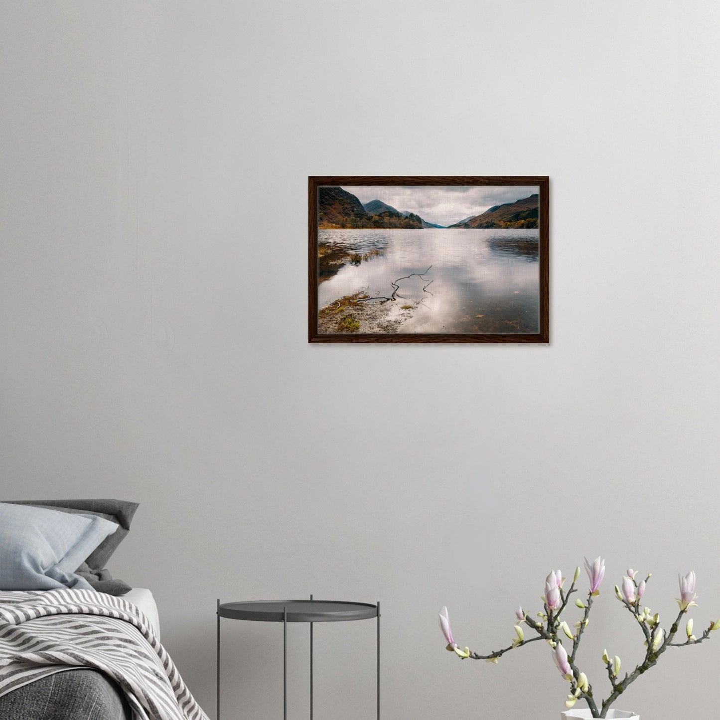 Contemplative scene at Loch Shiel framed canvas