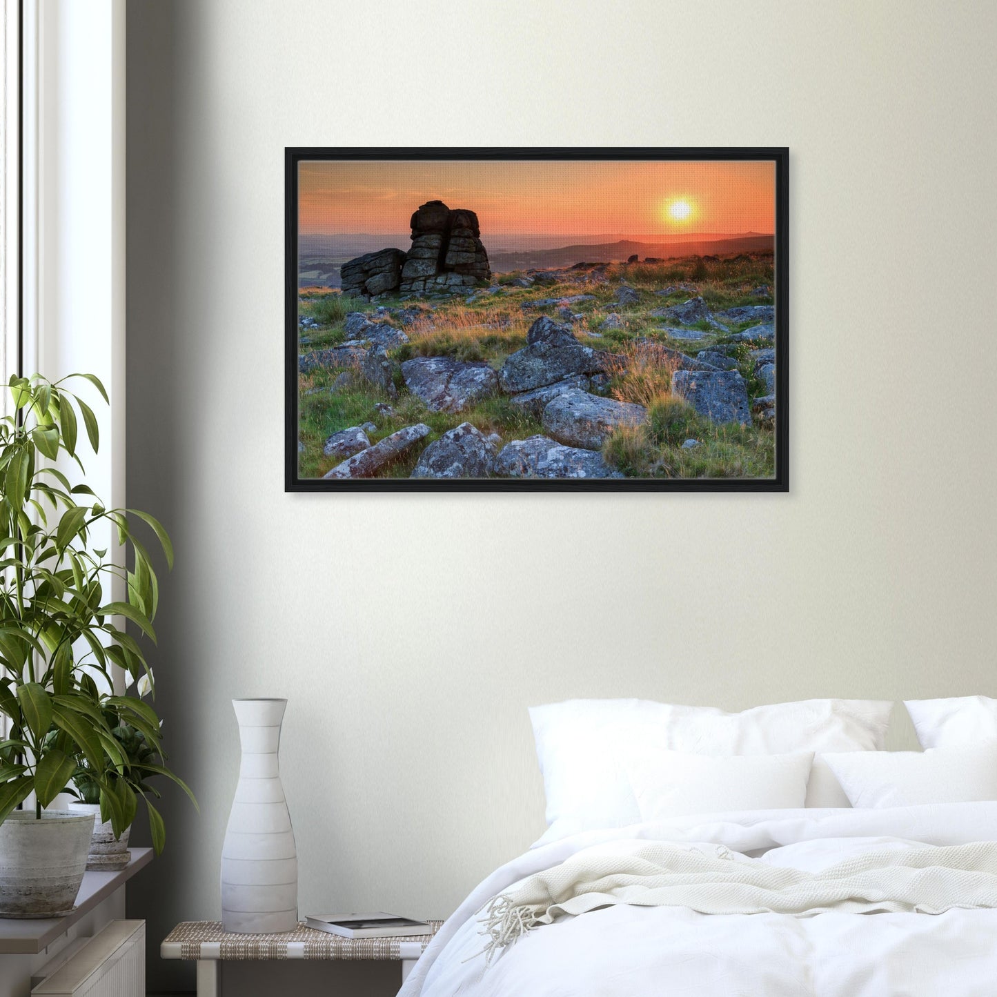 Timeless Dartmoor sunset with Leeden Tor in framed art
