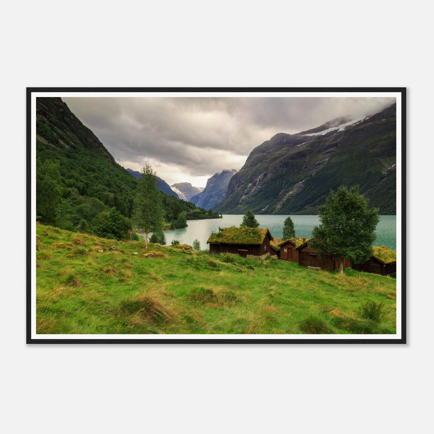 Scenic Norwegian valley framed wall art of Lodalen landscape