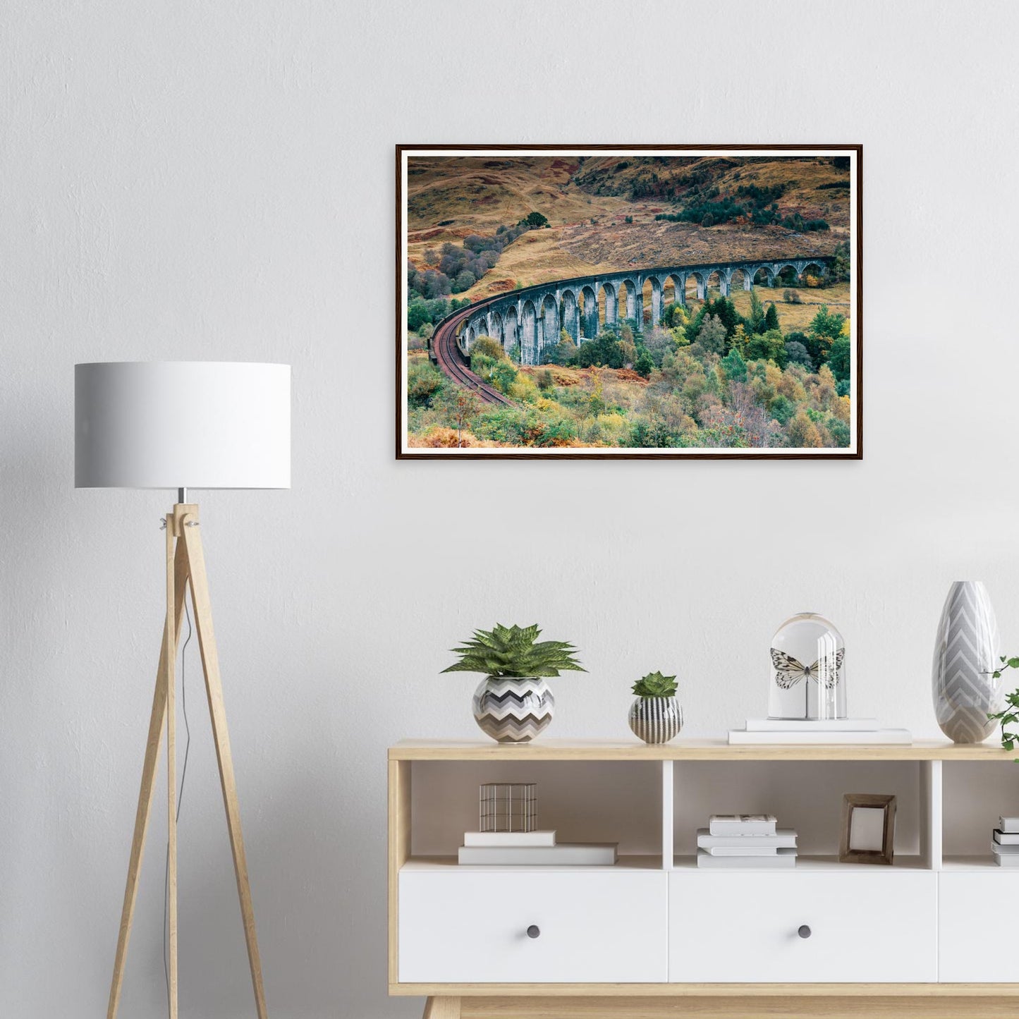 Scenic framed print of Glenfinnan Viaduct Scottish countryside