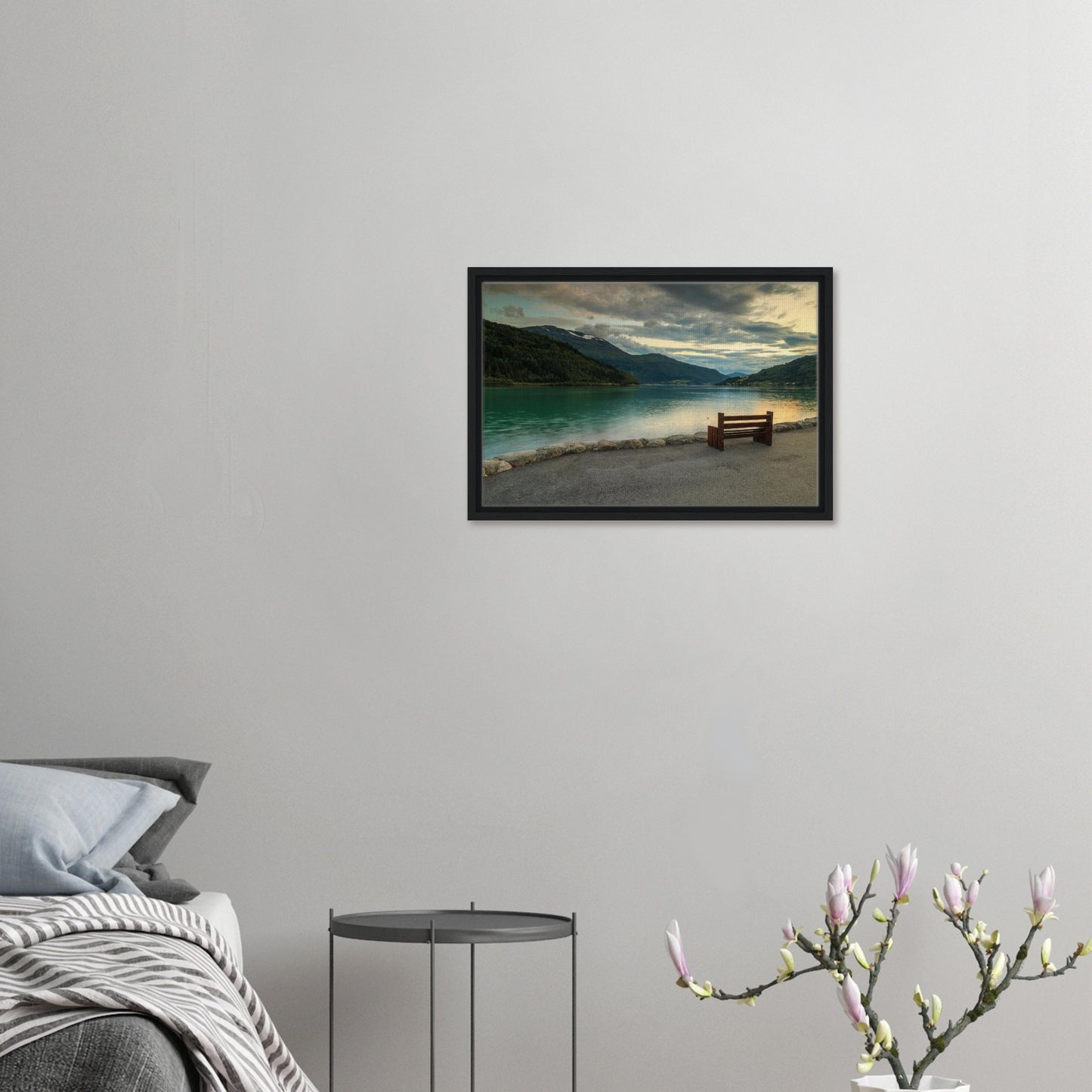Tranquil Innvikfjorden wall art with quiet mood and hills