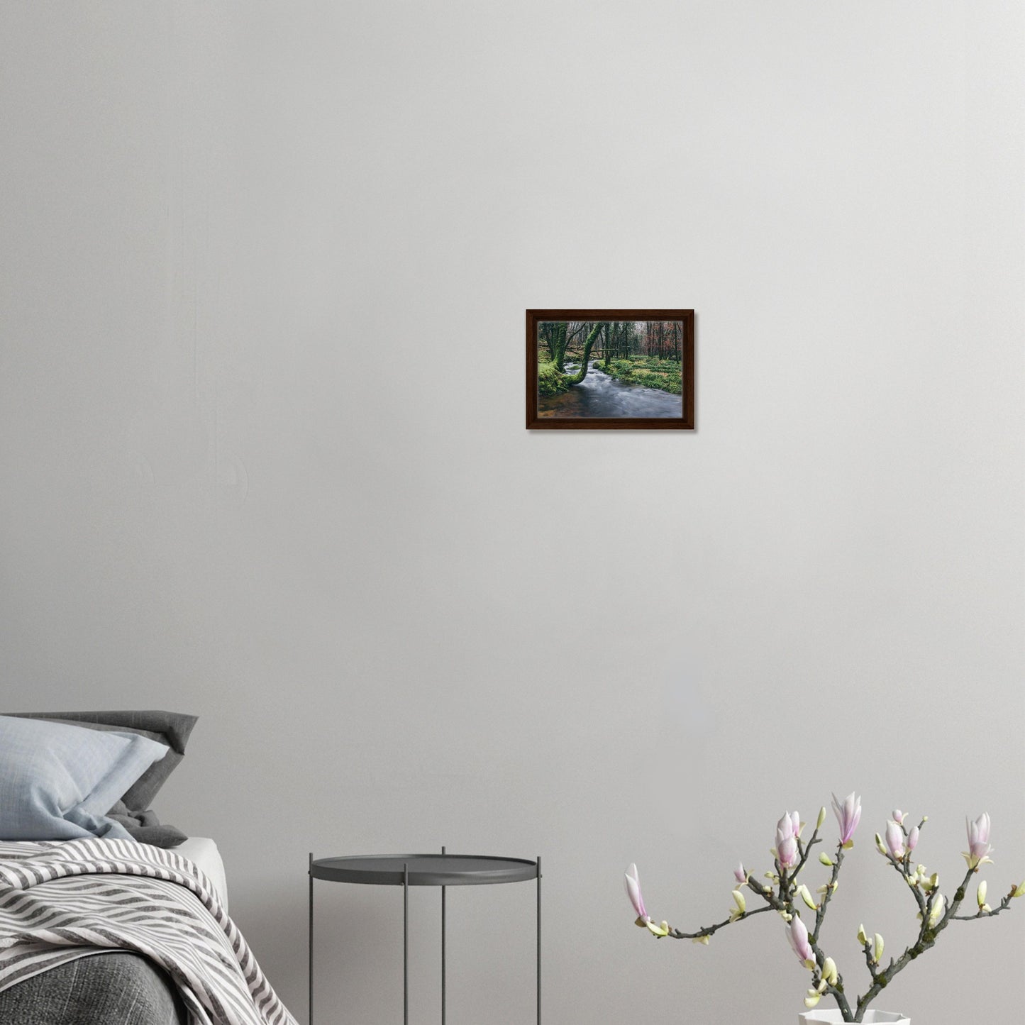 Flowing stream and green forest wall art from Dartmoor