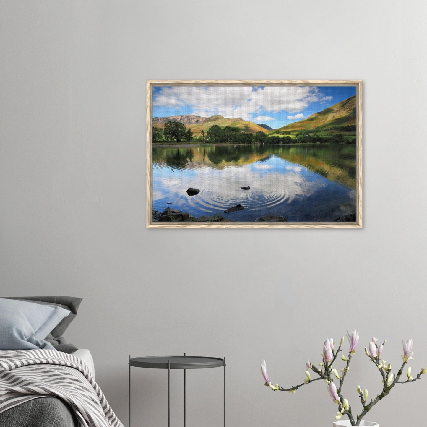 Buttermere framed canvas showing depth and calm surface movement
