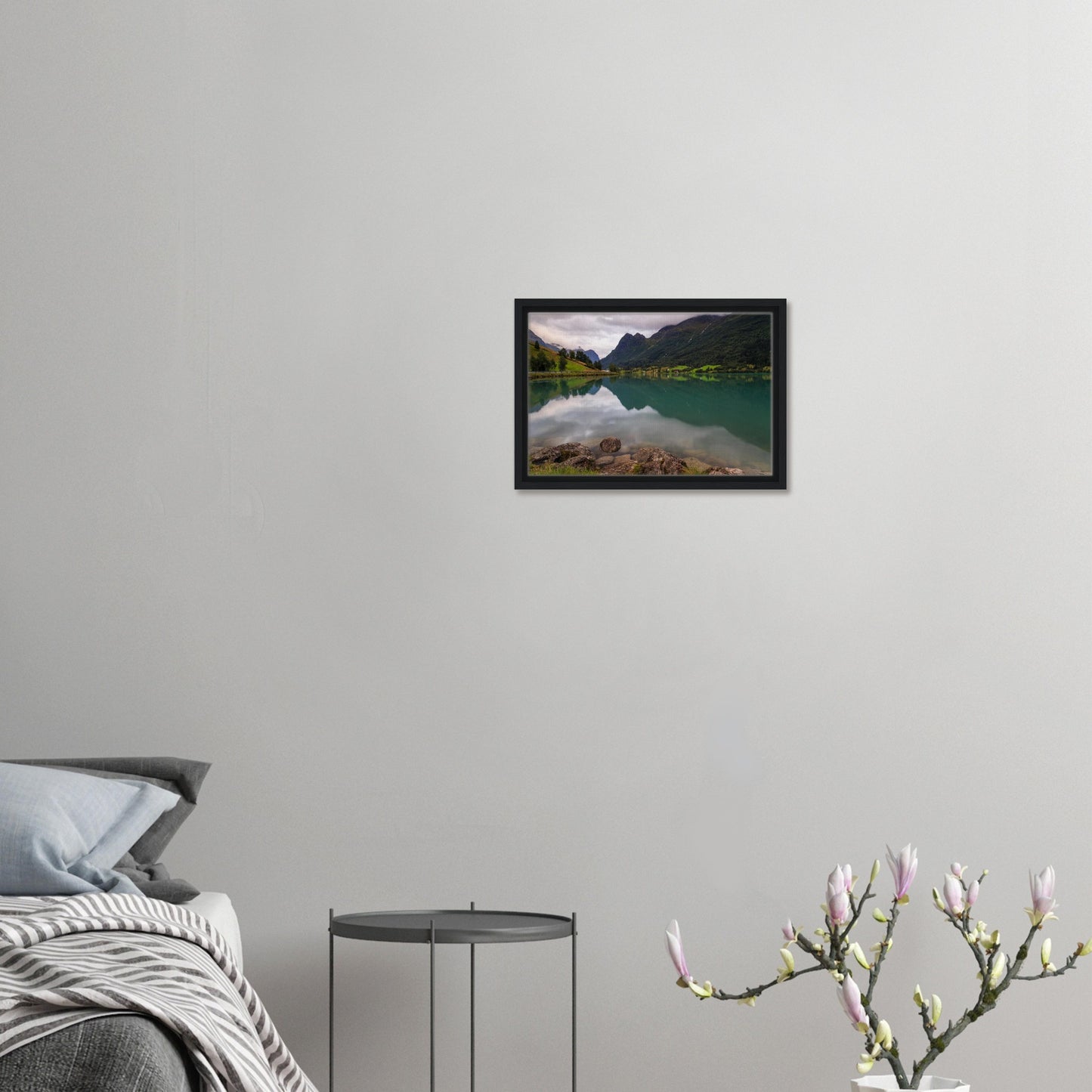 Natural reflection on Norwegian lake in Floen wall art