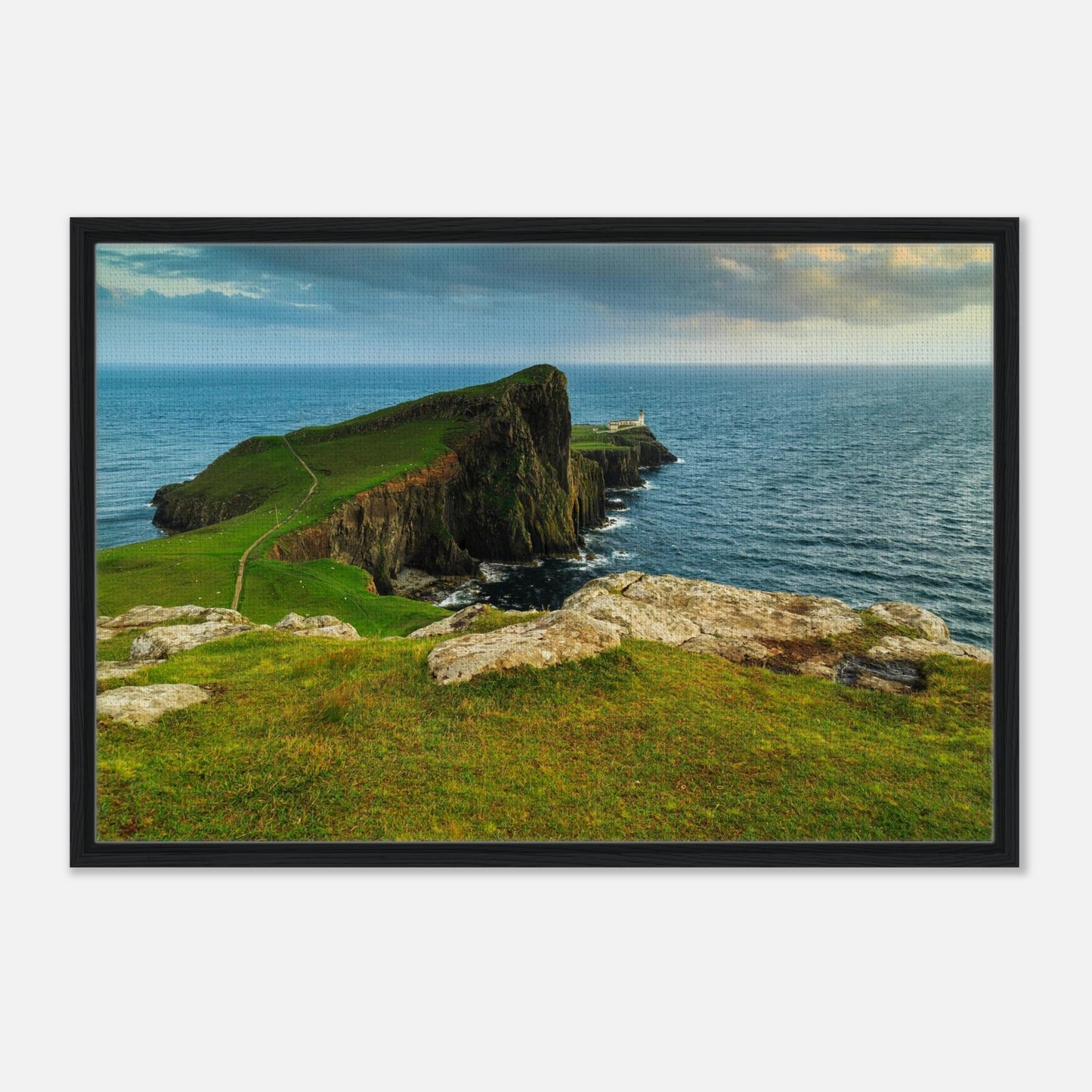 Iconic Neist Point Lighthouse in scenic Skye landscape print
