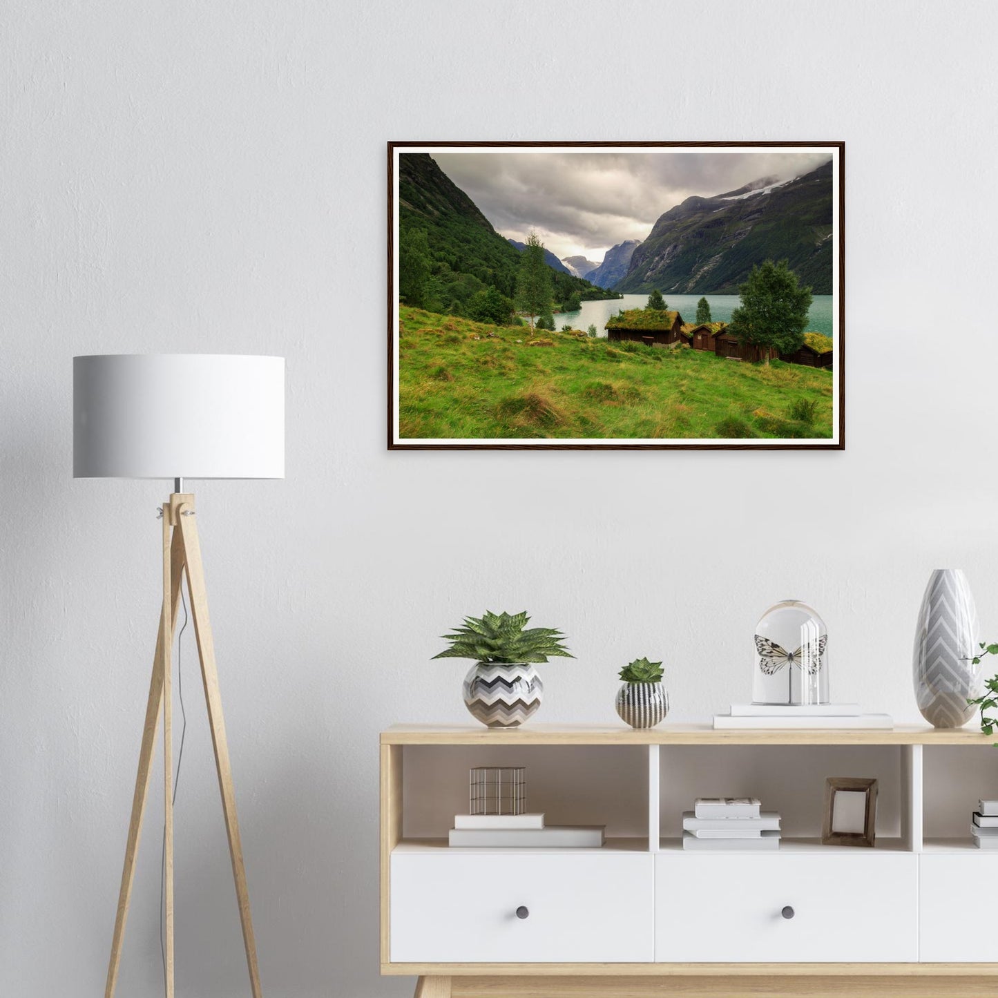 Pastoral Lodalen Valley framed landscape wall art Norway