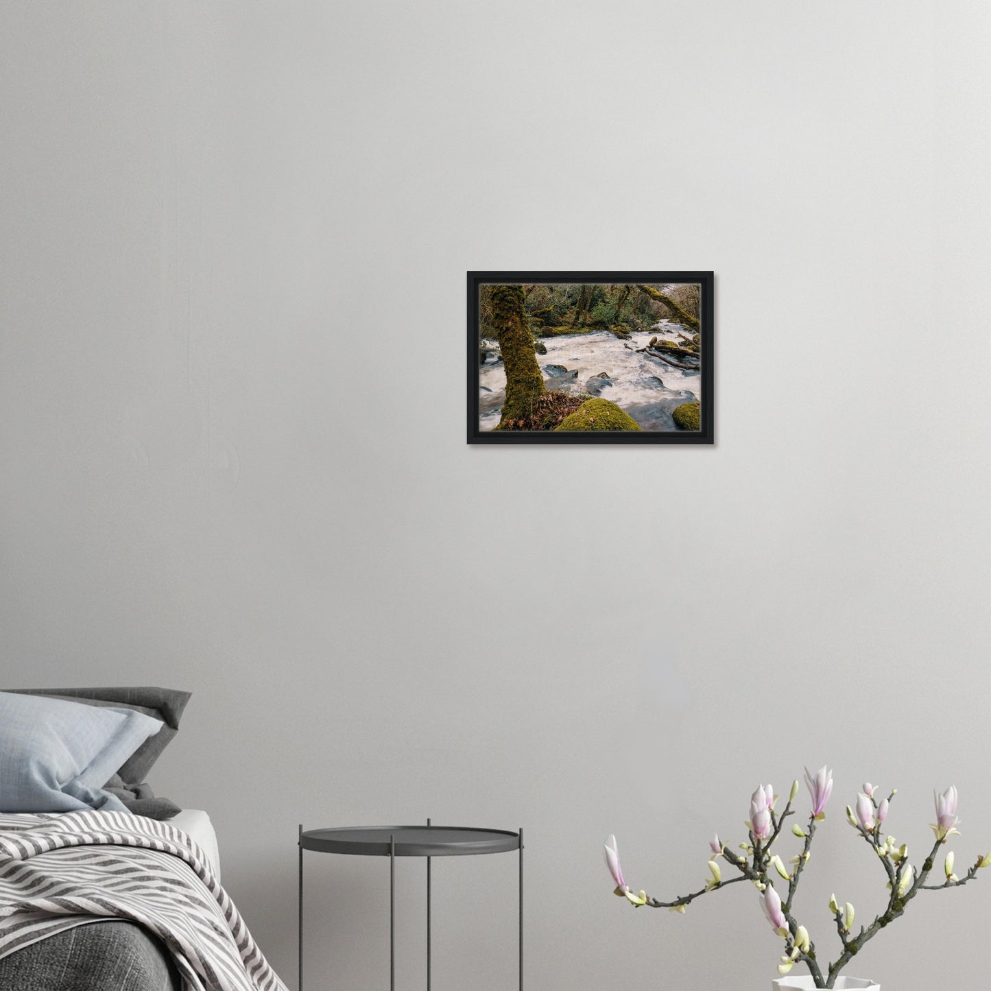 Dartmoor canvas print of forest stream with rapids