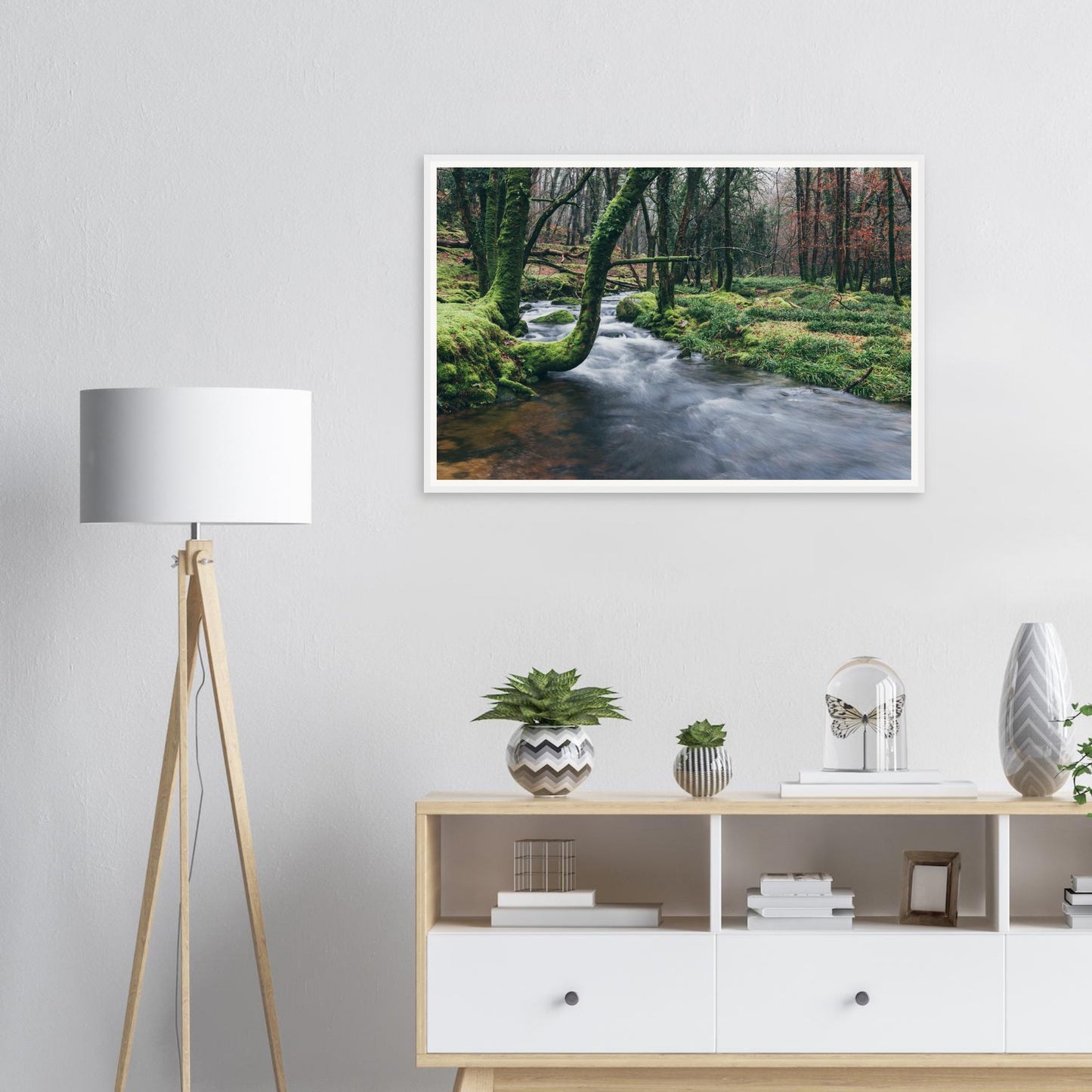 Woodland stream framed print of River Meavy in Dartmoor