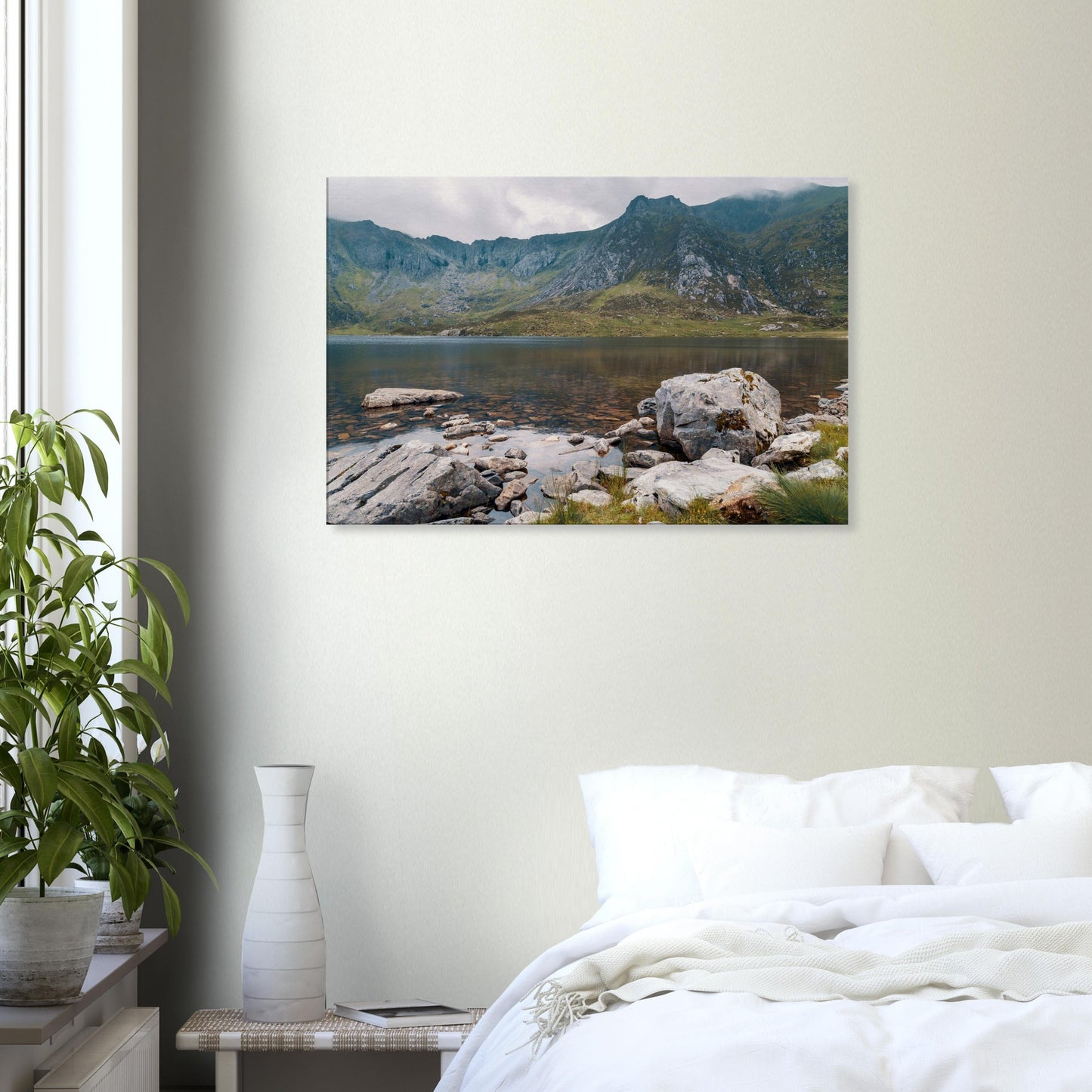 Atmospheric Welsh mountain lake canvas from Llyn Idwal