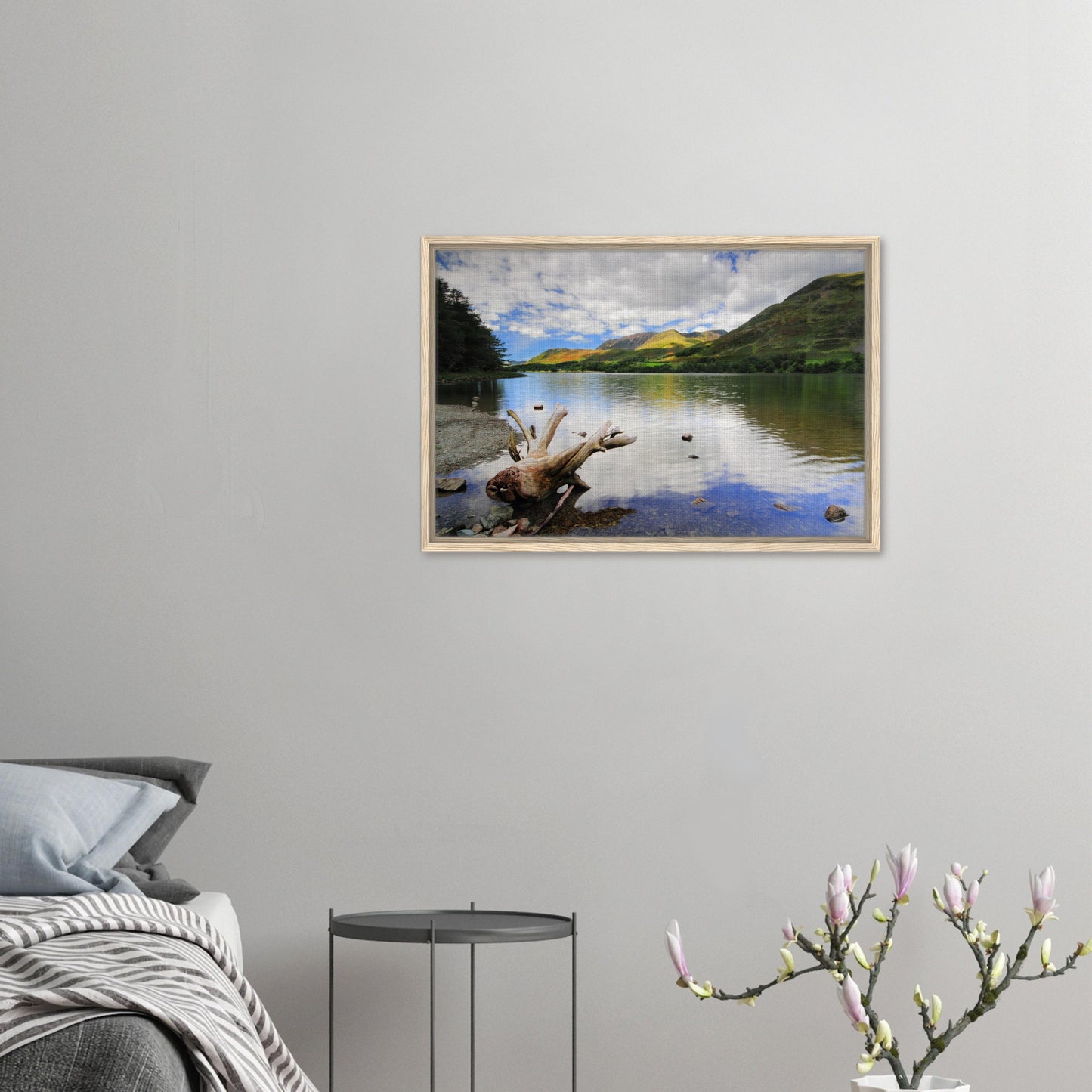 Lake District framed canvas featuring Buttermere and sunny hills
