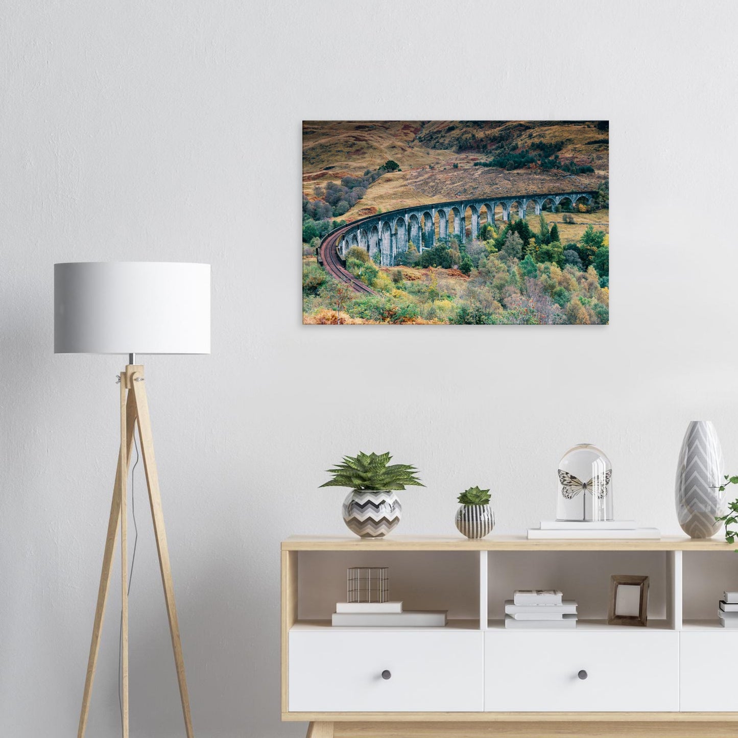 Highland railway canvas art featuring Glenfinnan in fall