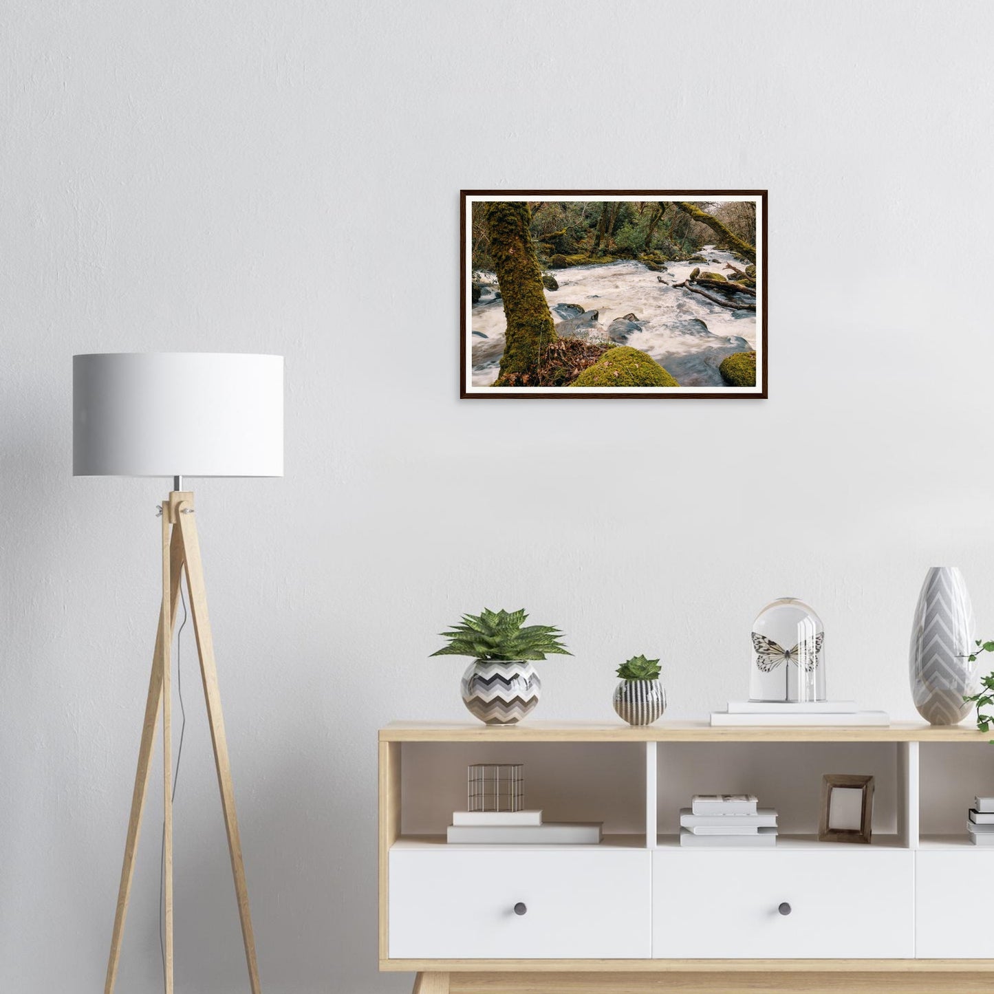 Dynamic River Plym woodland landscape framed wall art