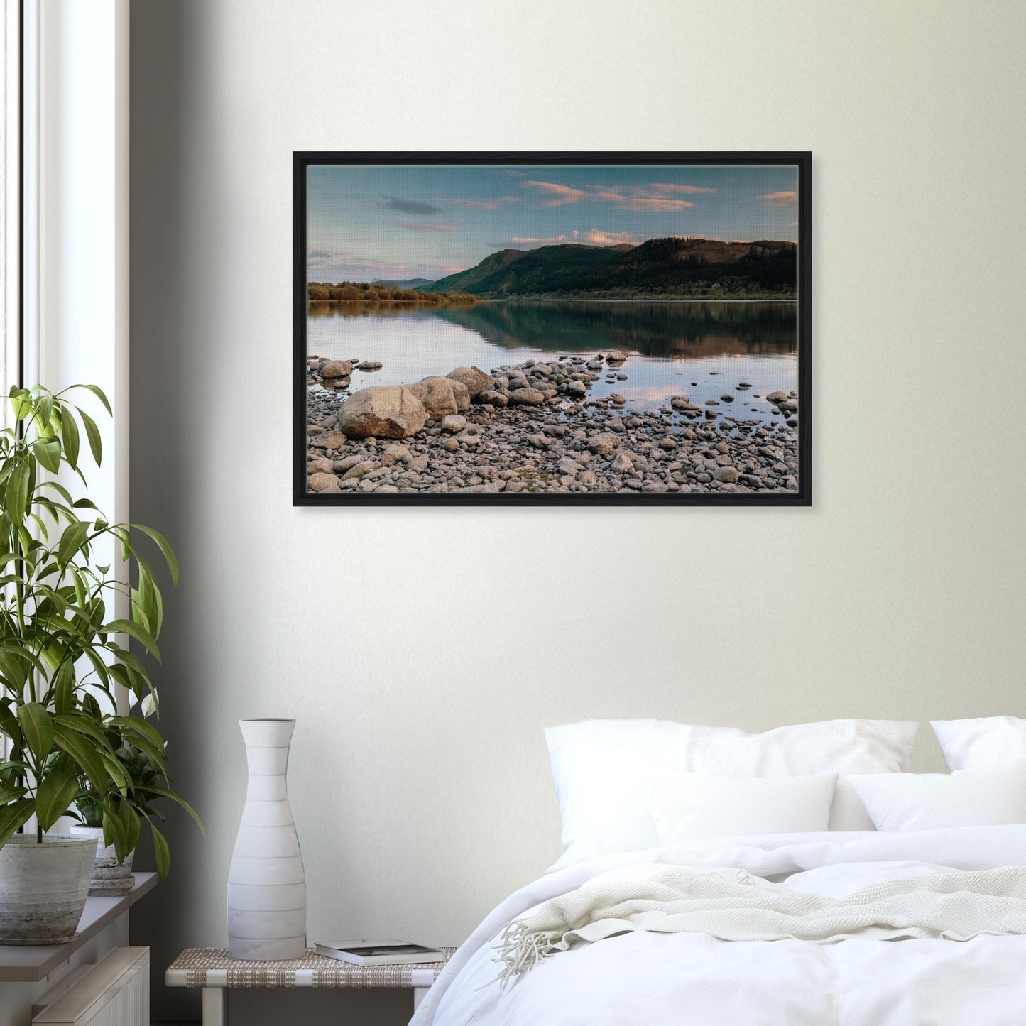 Calm Lake District seascape of Bassenthwaite at day’s end