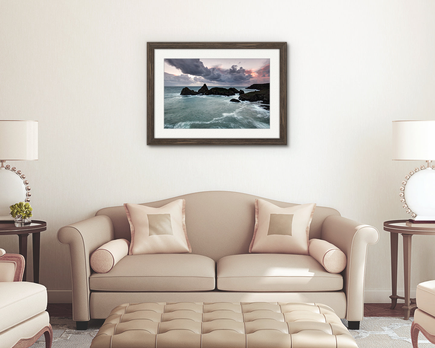 Stormy sky and rugged coastline digital print Cornwall