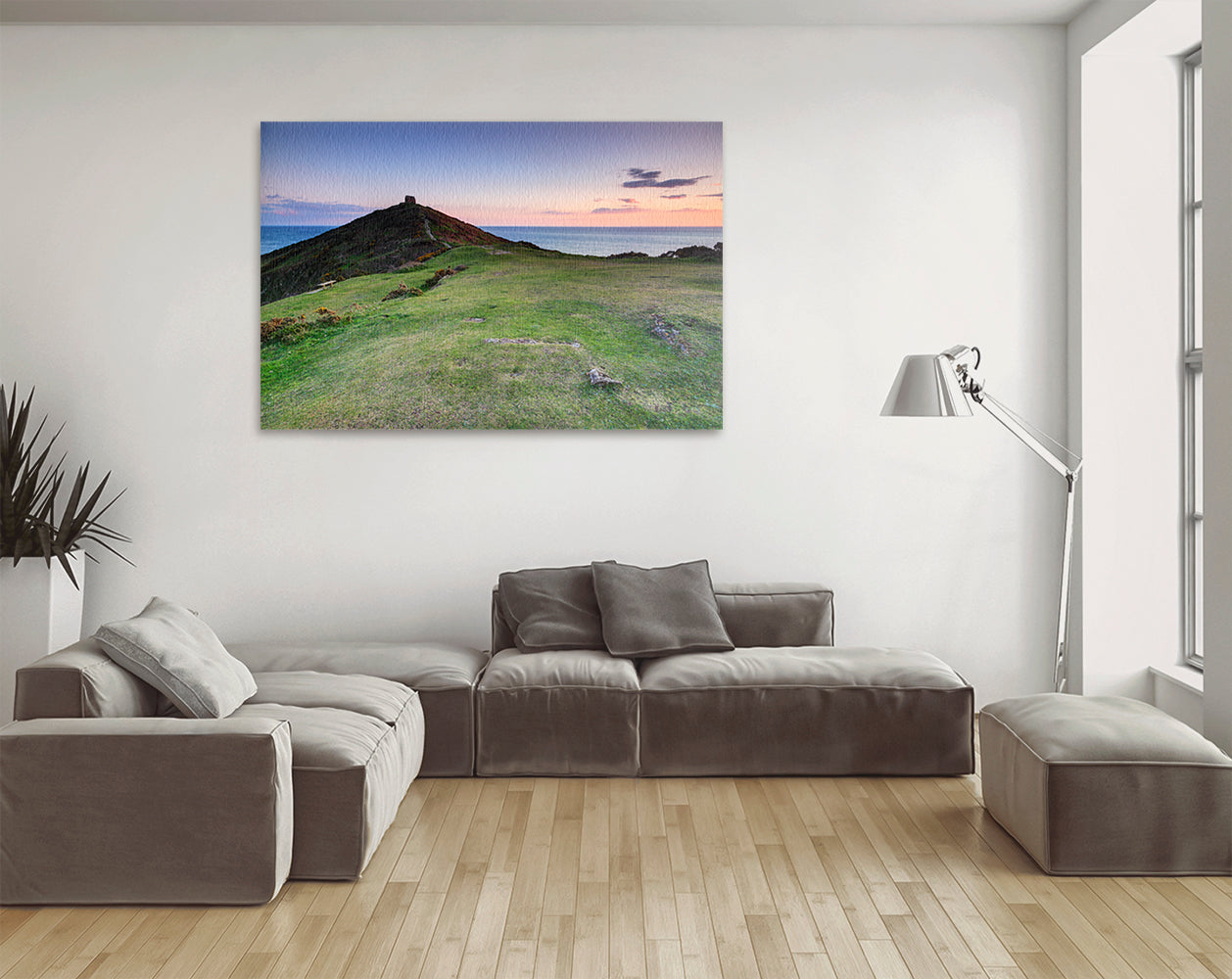 Printable wall art of Rame Head chapel and headland at sunset