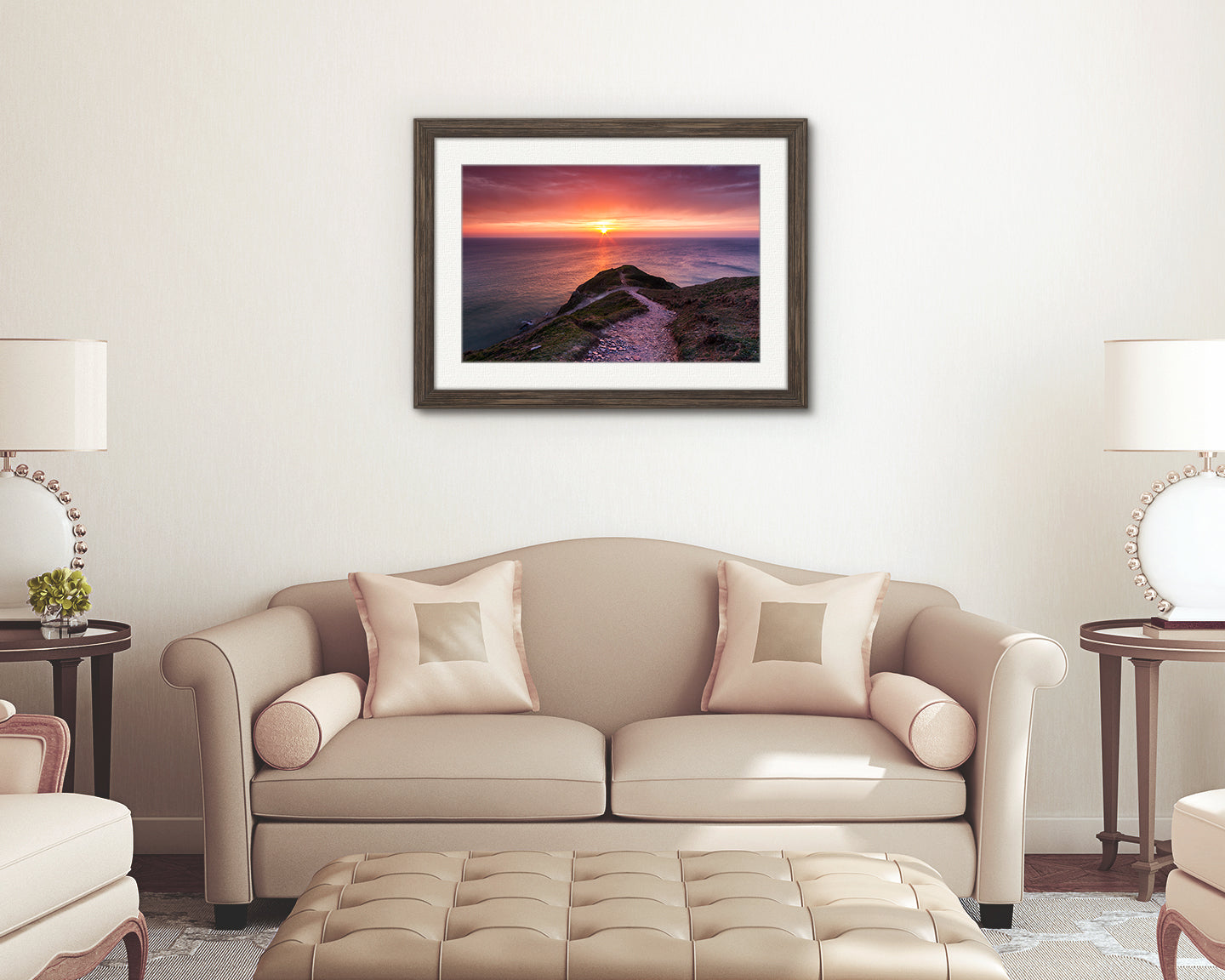 Sunset over Atlantic Ocean digital print from Baggy Point Devon