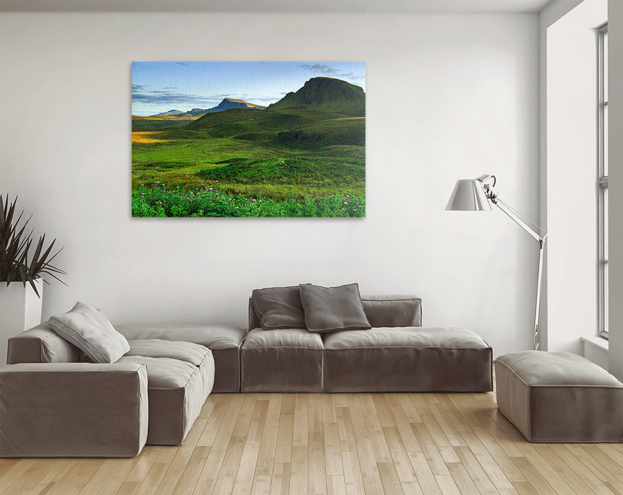 Printable wall art of Scottish Highlands rolling hills and peaks
