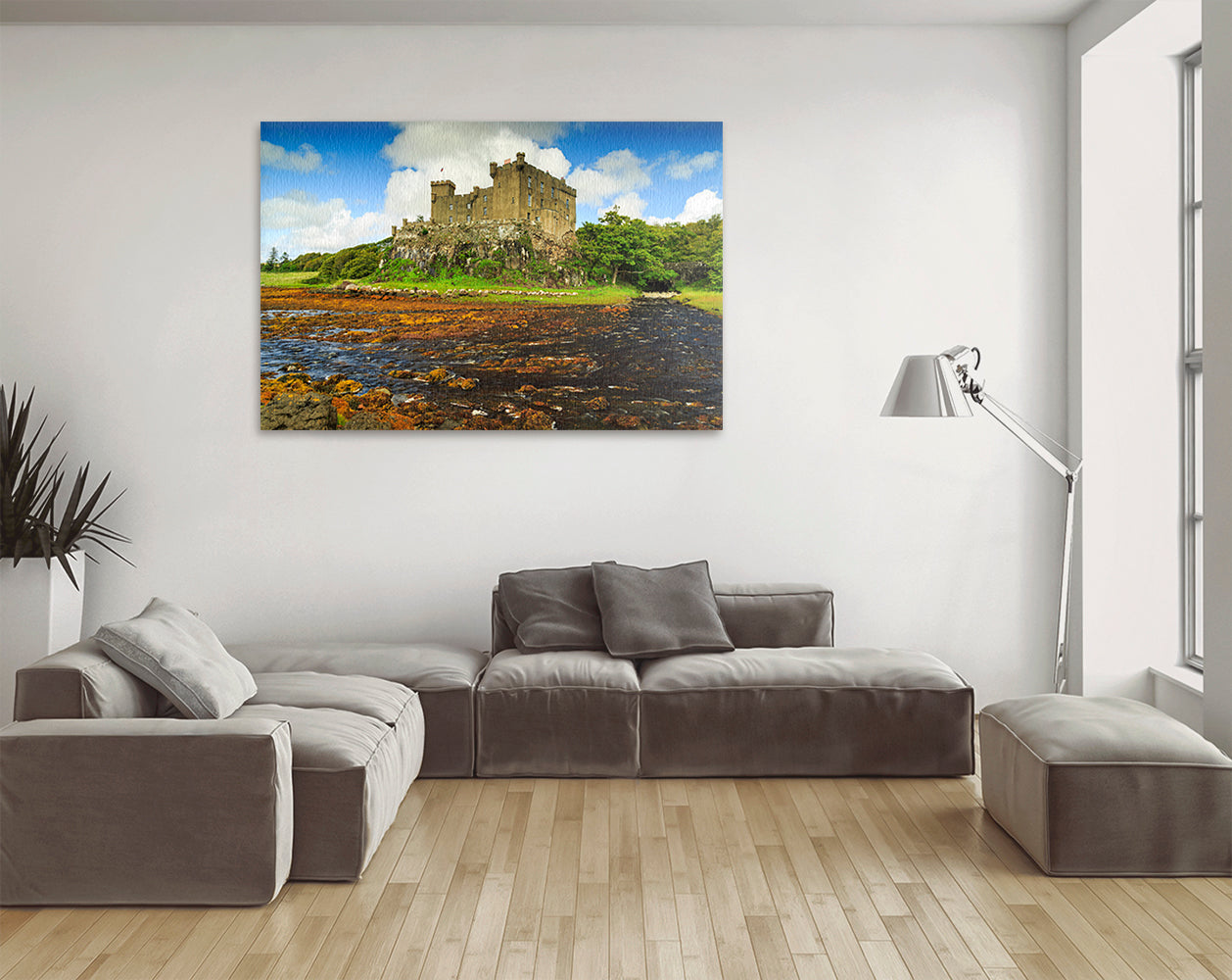 Printable wall art of historic Scottish castle on rocky outcrop