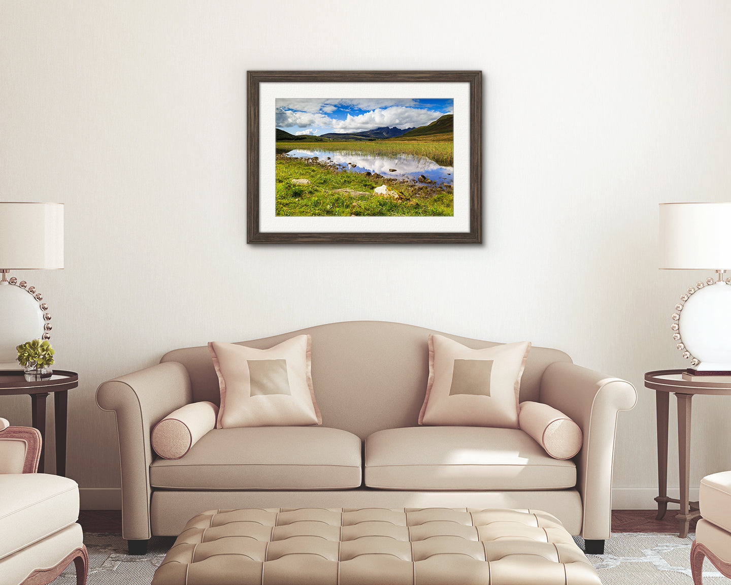 Tranquil loch and mountain view digital print Isle of Skye