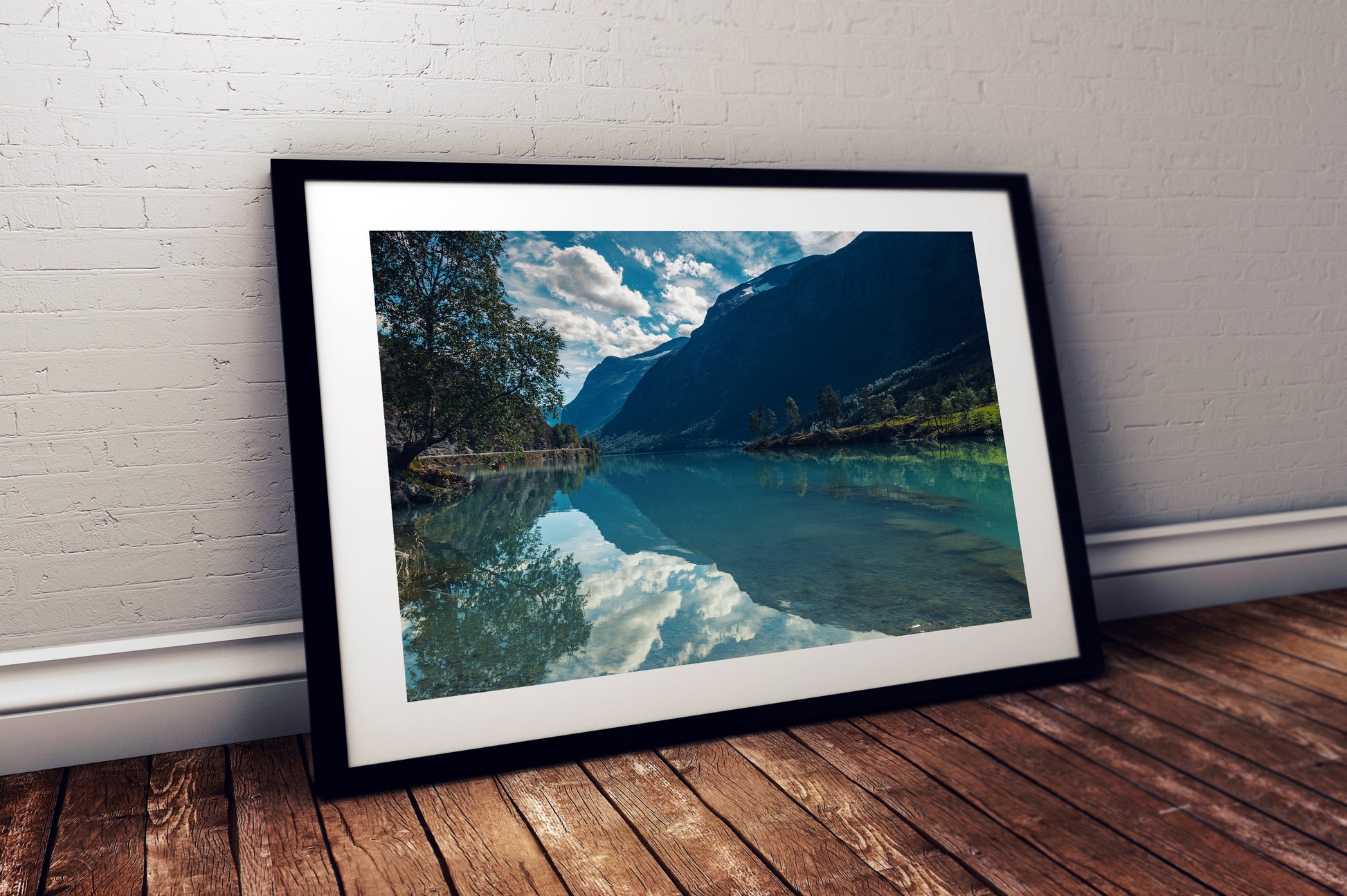 High-resolution photograph of Lovatnet Lake Norway